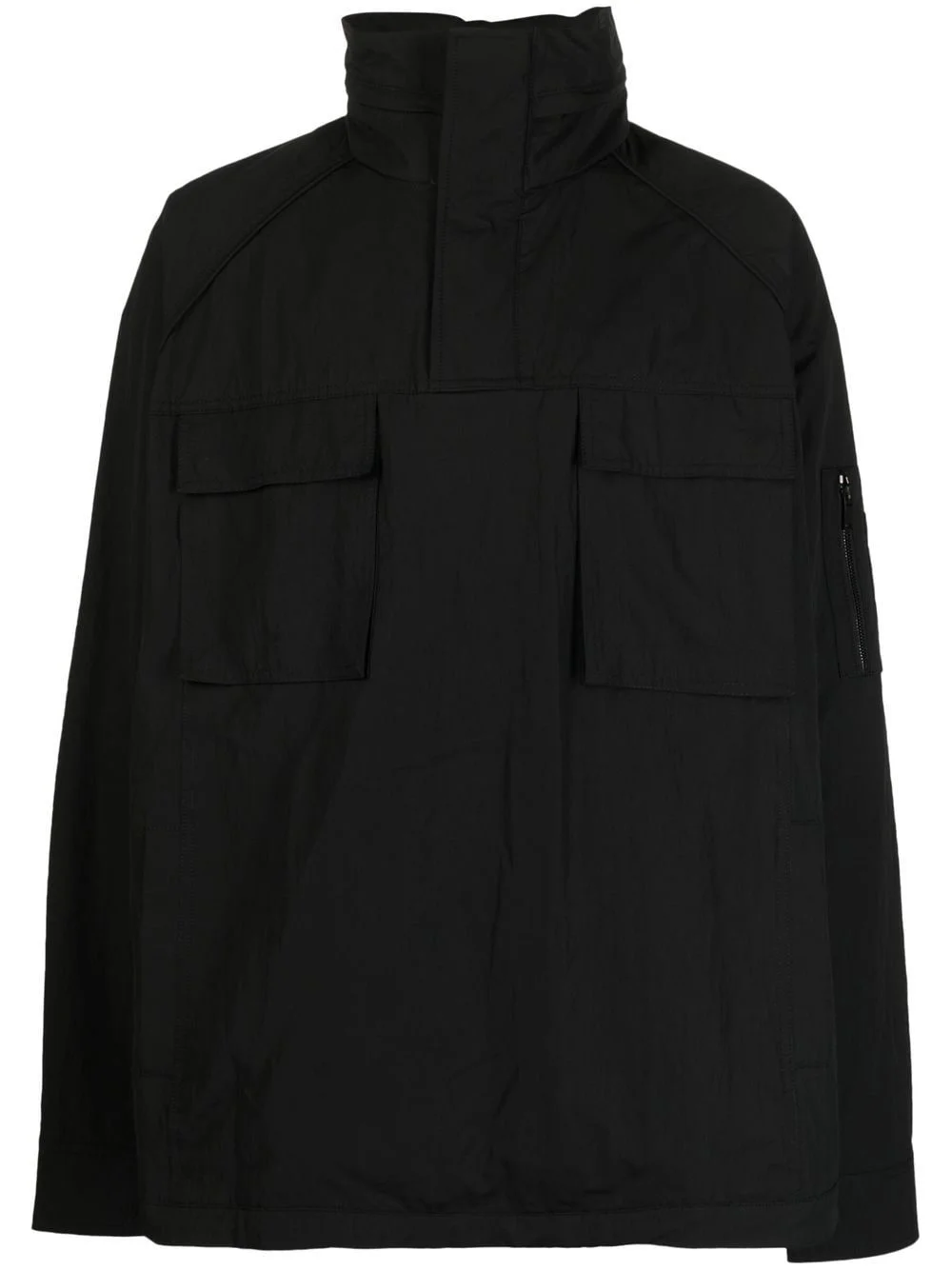 flap-pockets hooded jacket - 1