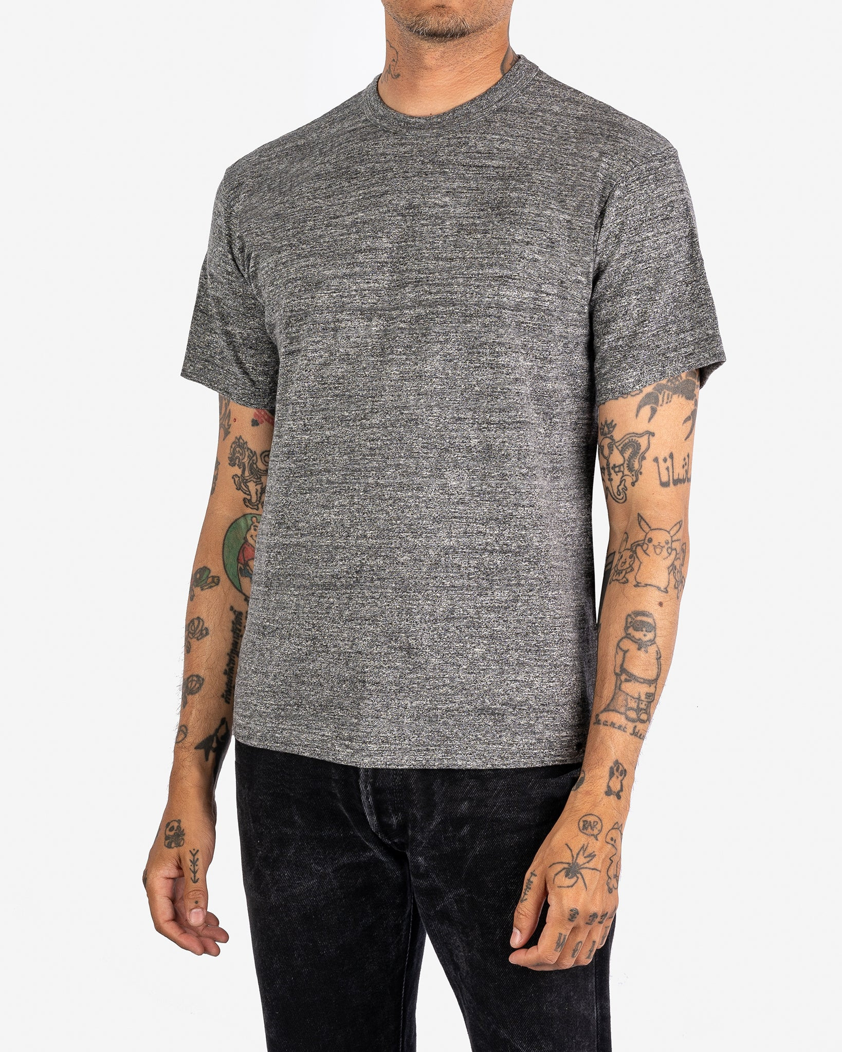 IHT-1610-GRY 6.5oz Loopwheel Crew Neck T-Shirt - Marl Grey - 2