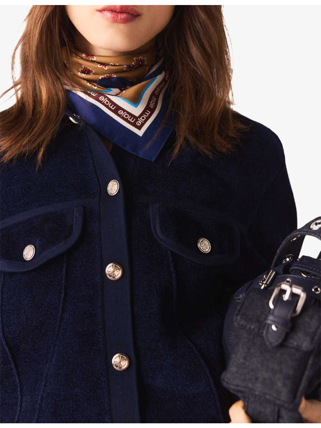 Button-Down Cropped Stretch-Velvet Jacket - 5