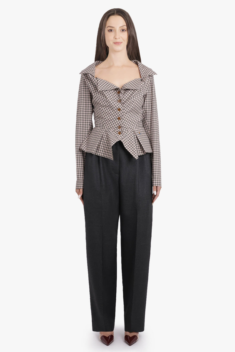 MONDAY CHECK PRINT L/S BUTTON SHIRT | BROWN/OFF WHITE 4