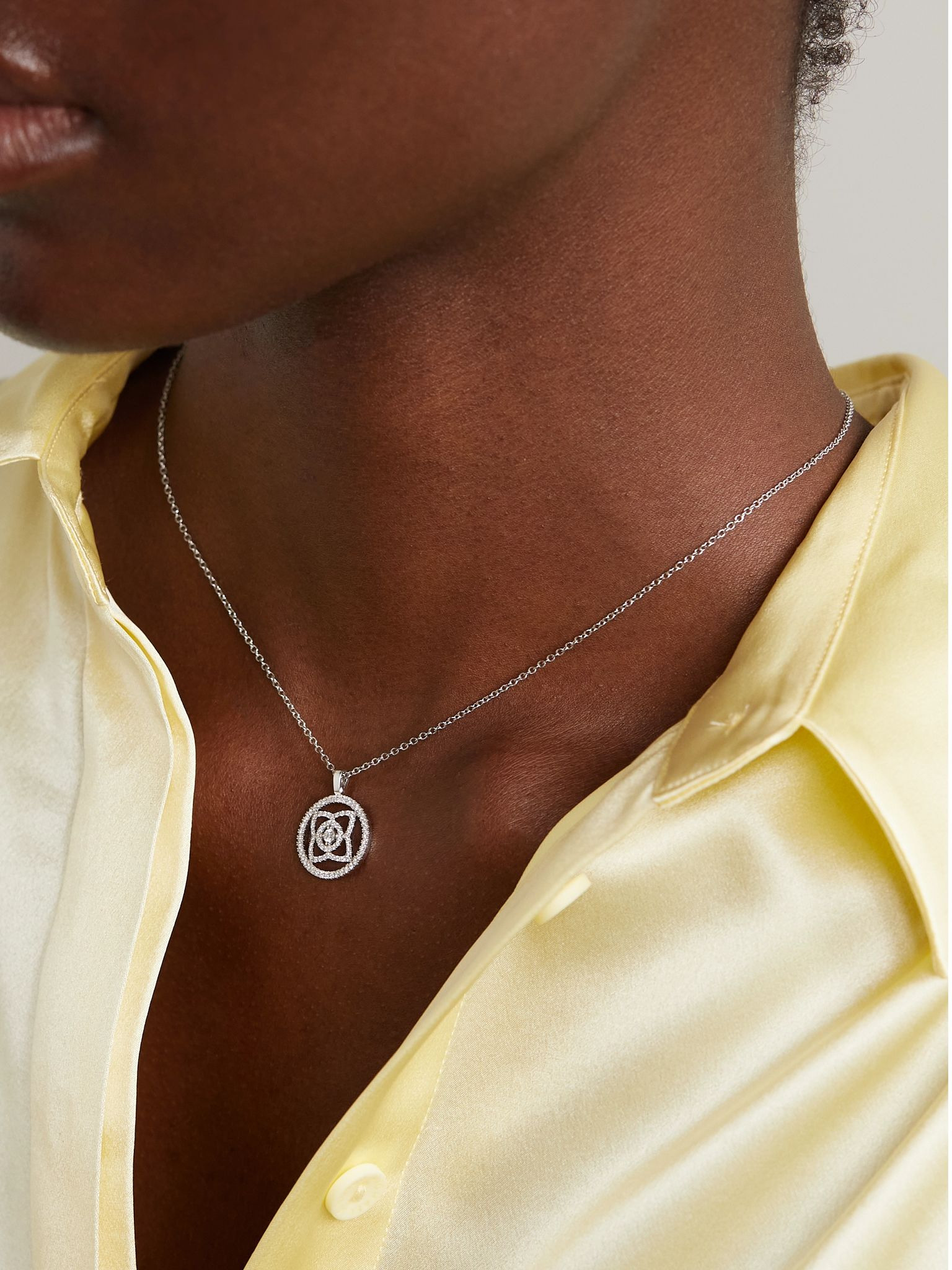 Enchanted Lotus 18-karat white gold diamond necklace Gold - 2