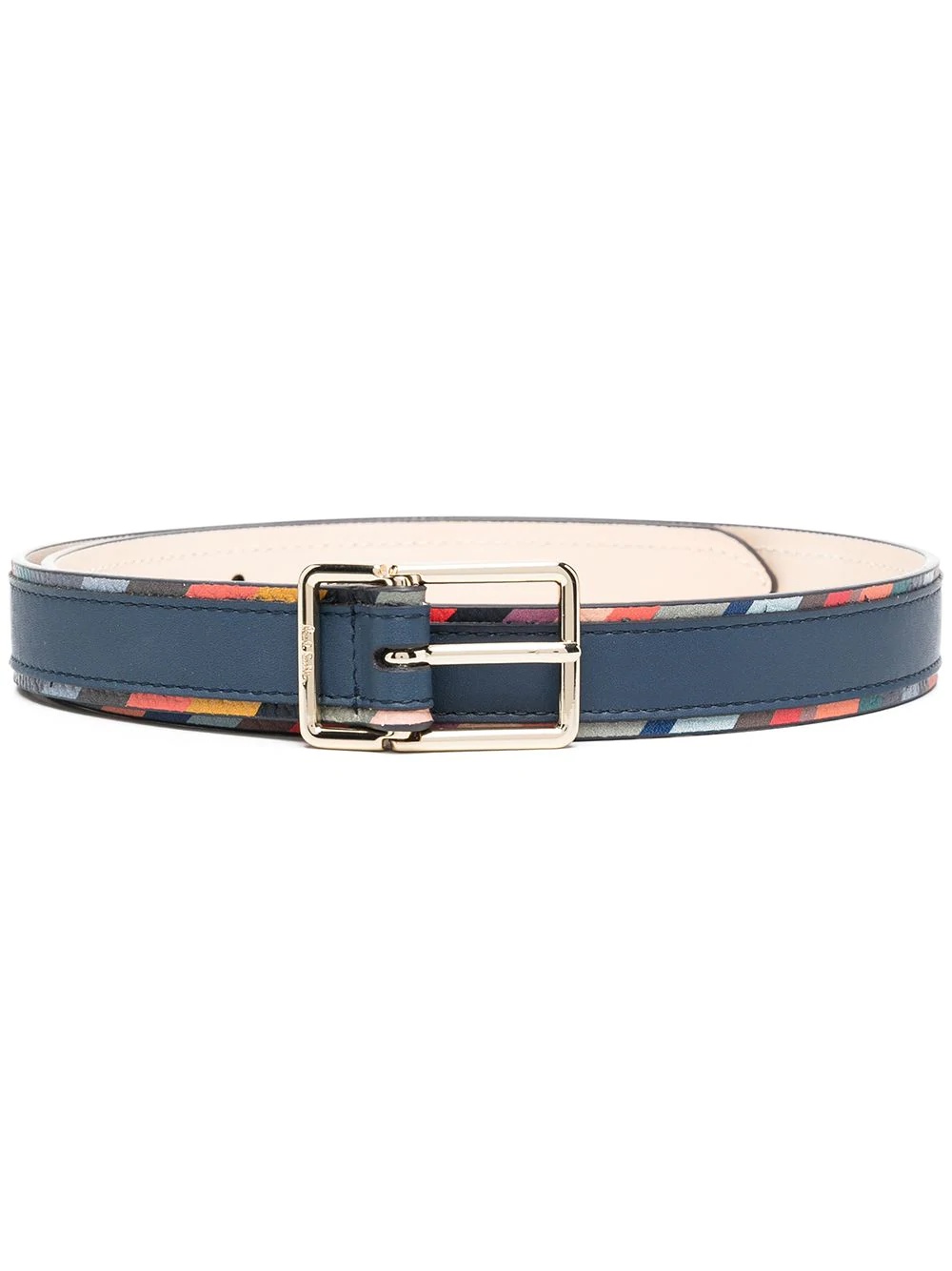 striped trim leather belt - 1