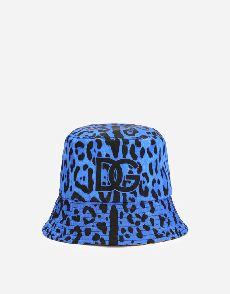 Reversible bucket hat in tiger-print nylon 5