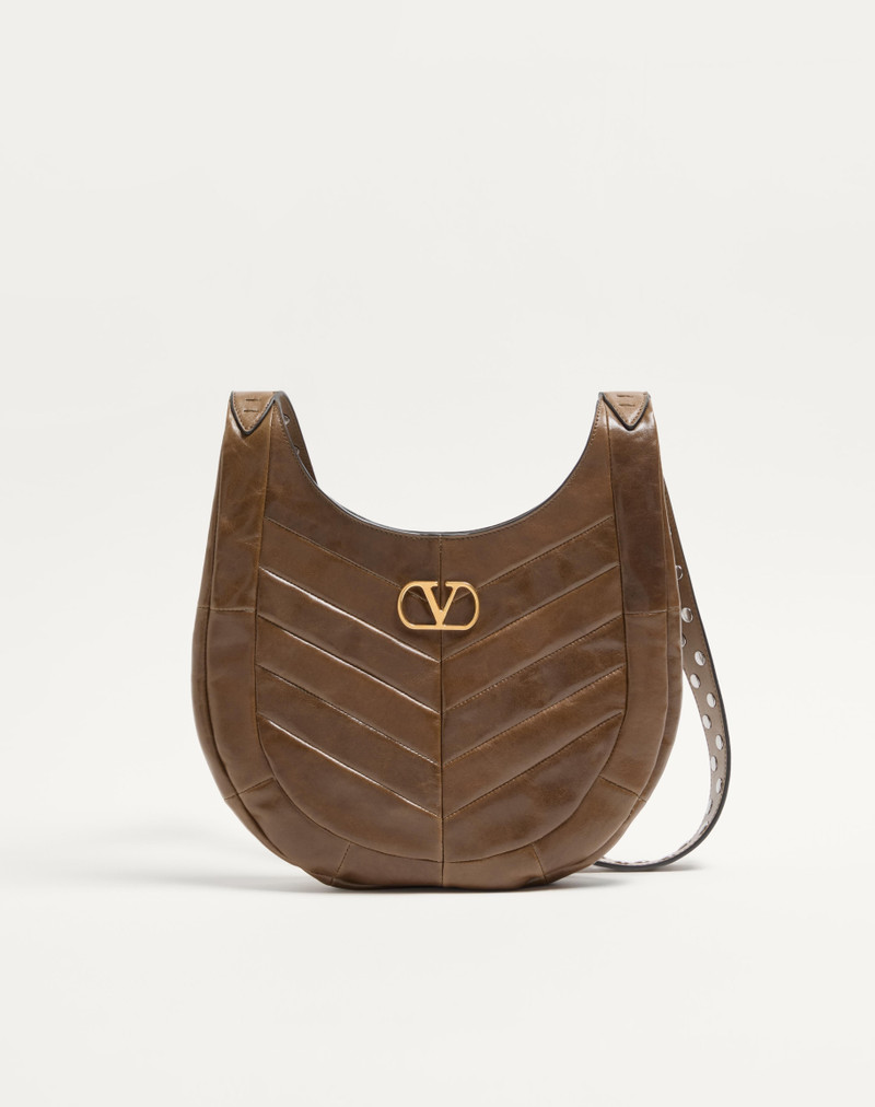 VALENTINO GARAVANI HOBOHO SMALL HOBO BAG IN CHEVRON-PATTERNED NAPPA LEATHER. 1