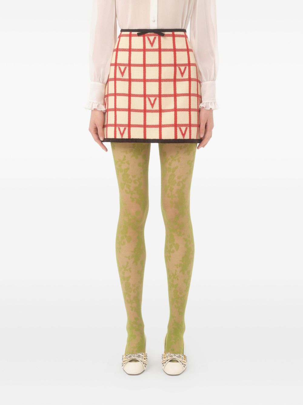 grid-patterned mini skirt - 3