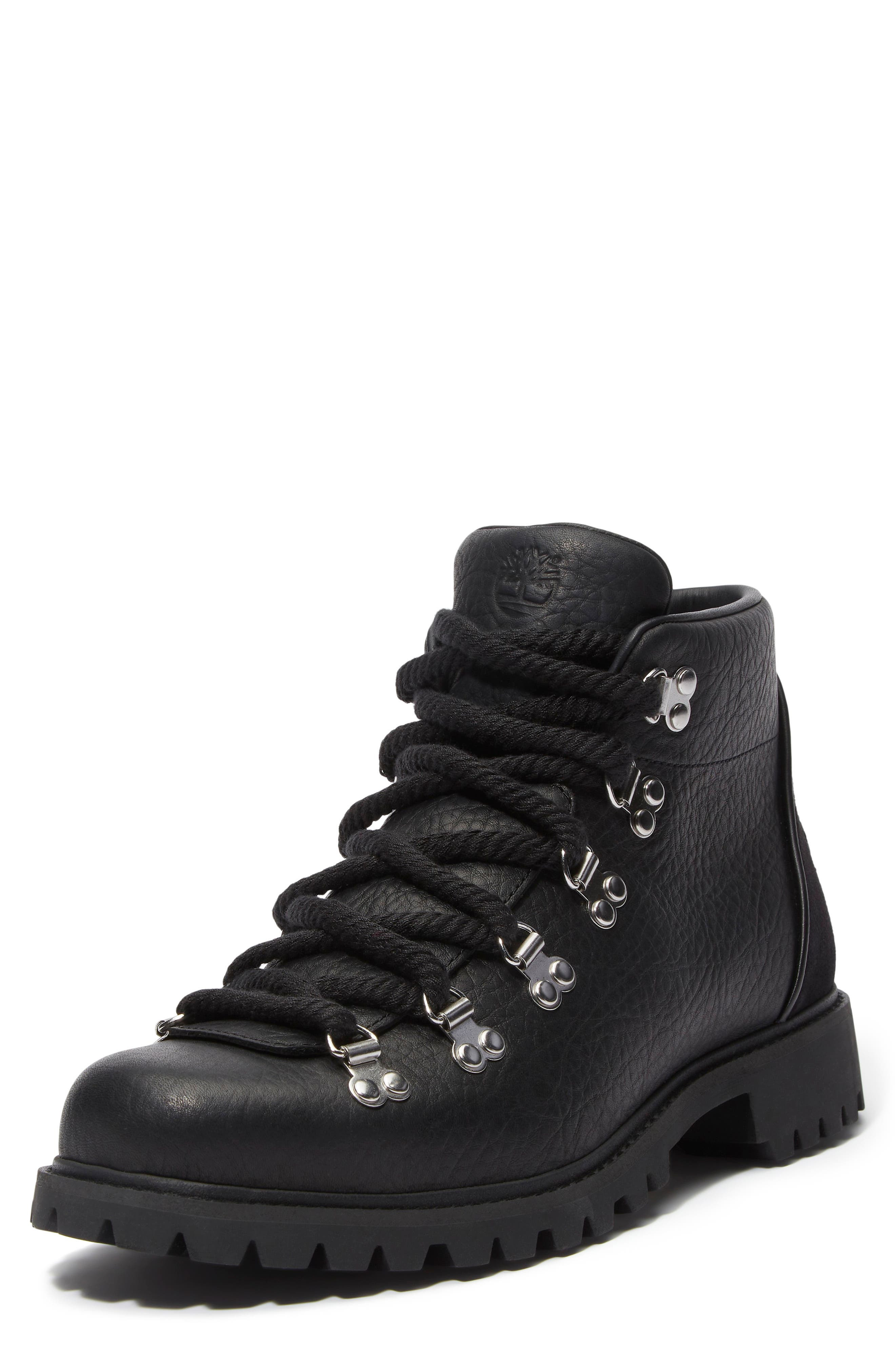 Timberland Authentic Hike Waterproof Mid Hiking Boot in Black Full Grain at Nordstrom - 1