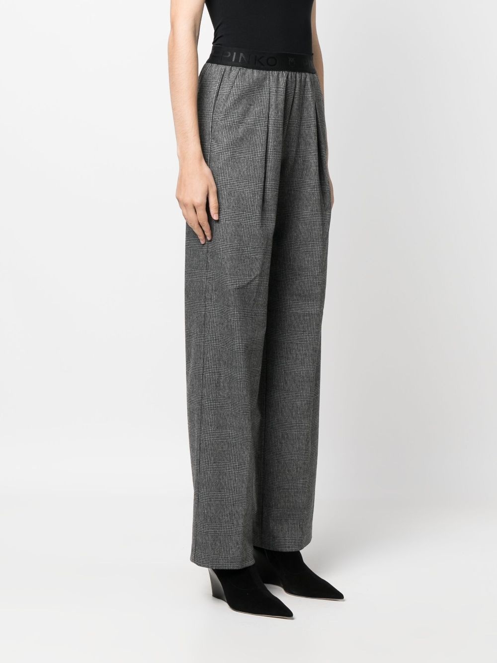 logo-waistband checked trousers - 3