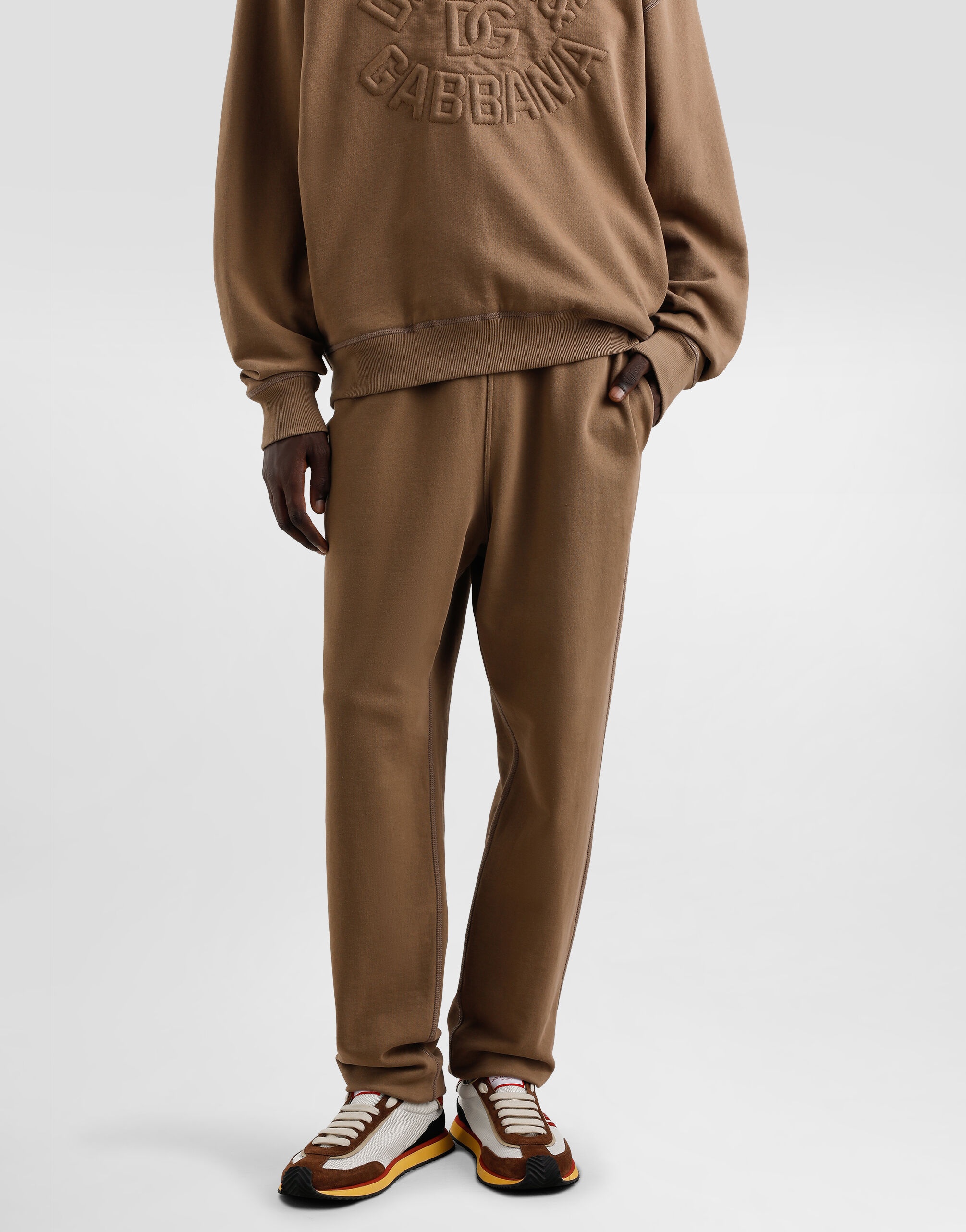 Stretch jersey jogging pants with embroidery - 5