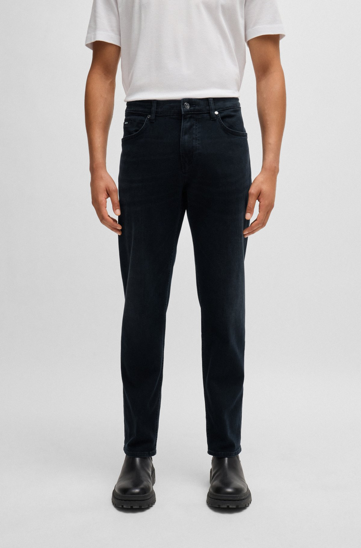 REGULAR-FIT JEANS IN BLUE-BLACK SUPER-SOFT DENIM - 2