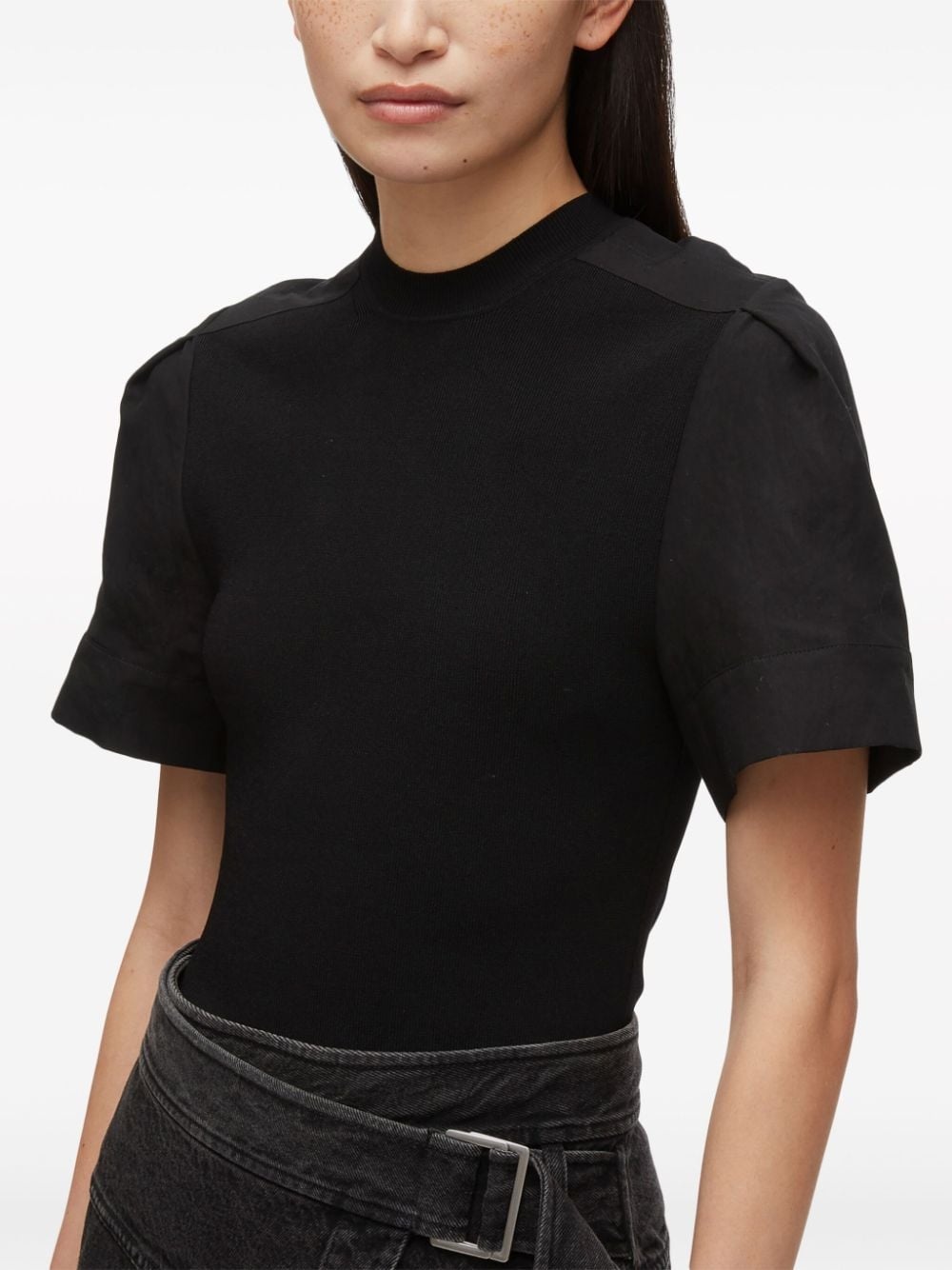 panelled fine-ribbed T-shirt - 6
