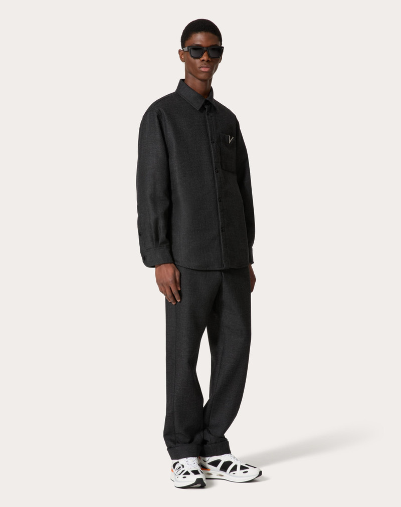 Valentino WOOL TWEED OVERSHIRT WITH METALLIC V DETAIL outlook
