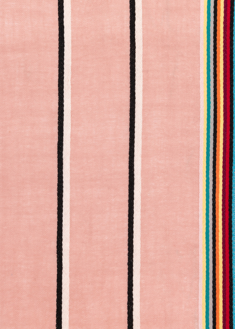 Pink Artist Stripe Edge Lambswool-Cashmere Scarf 3