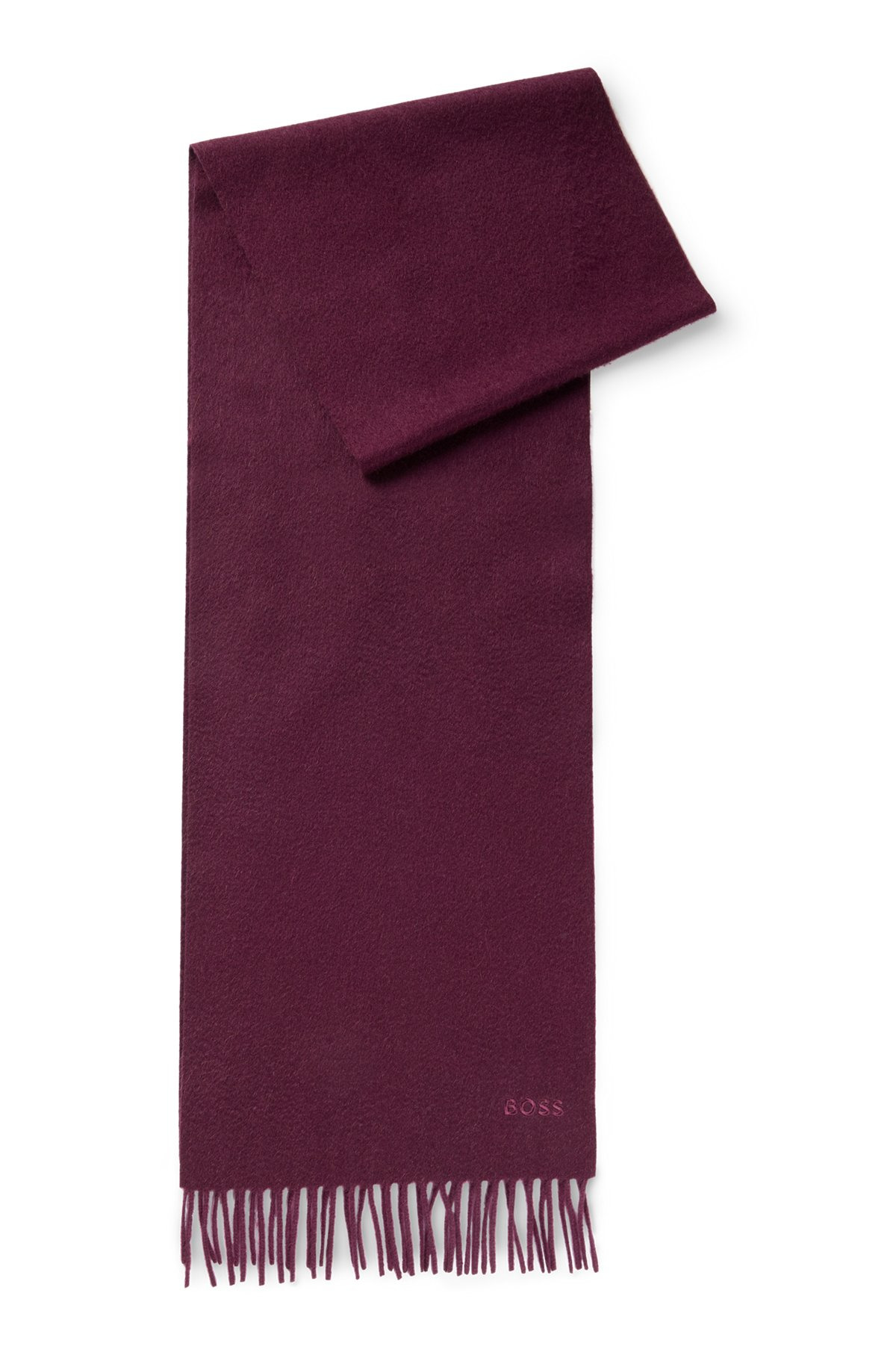ITALIAN-CASHMERE SCARF WITH FRINGING AND EMBROIDERED LOGO - 1