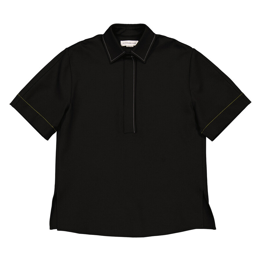 Victoria Beckham Pointed Collar Short-Sleeve Shirt - 5