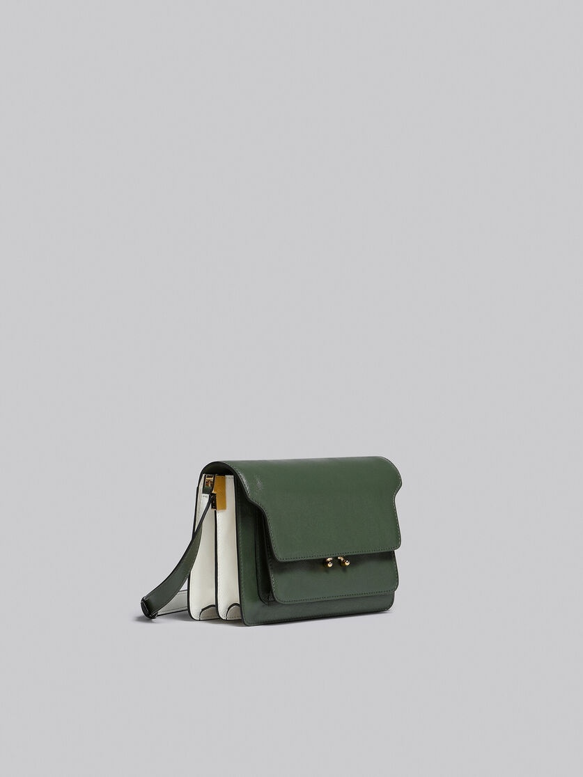 TRUNK SOFT MEDIUM BAG IN GREEN AND WHITE LEATHER - 6