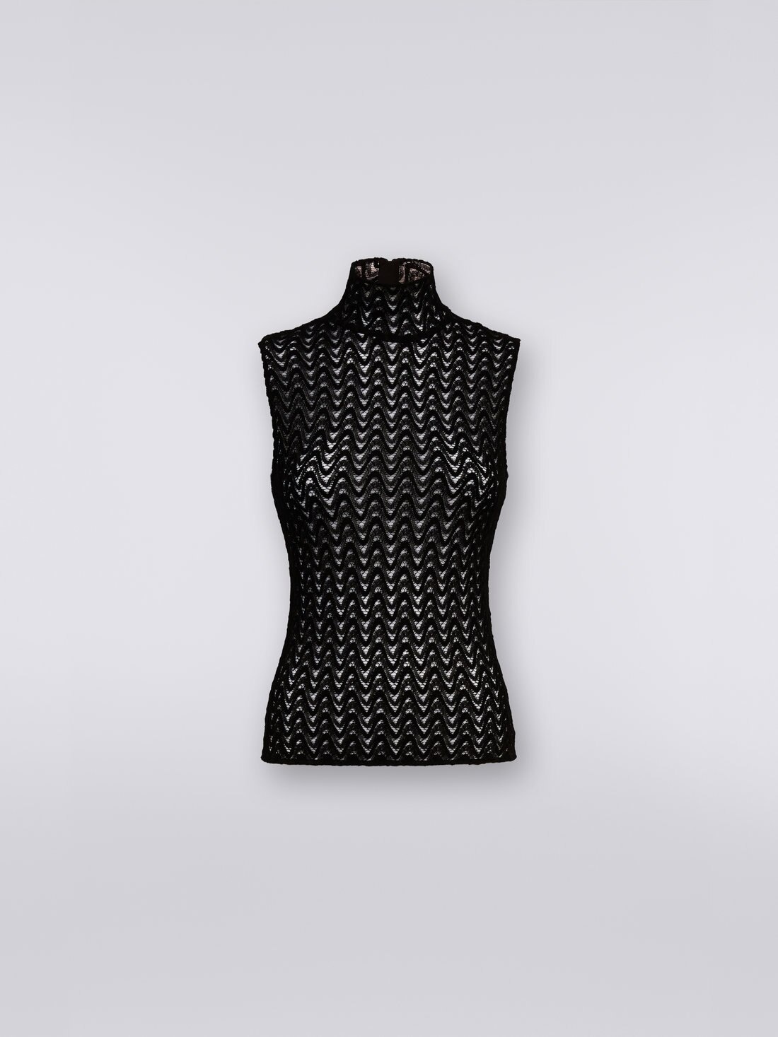 Raschel knit wool and viscose sleeveless top - 1