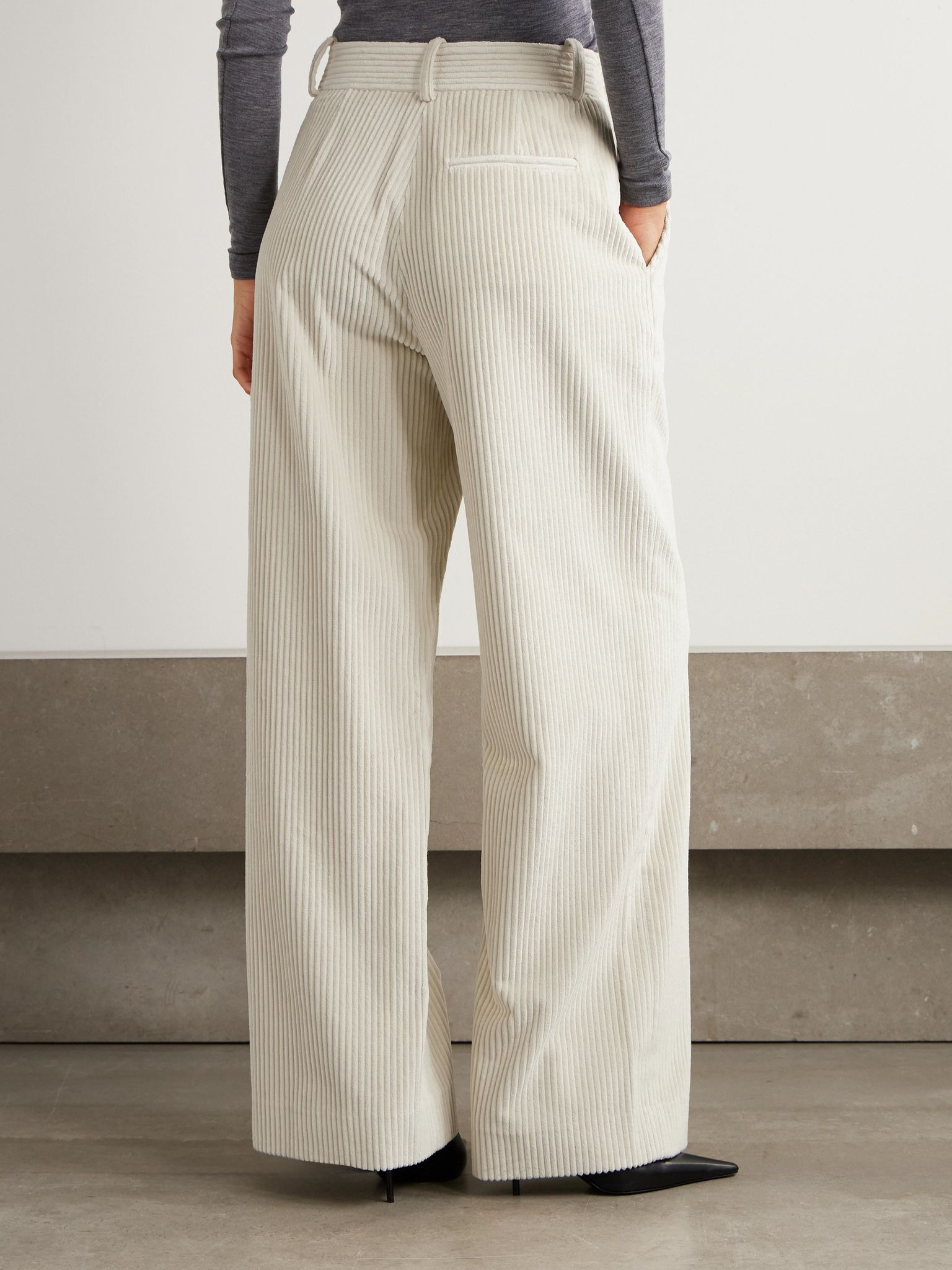 Lidie cotton-corduroy wide-leg pants Ecru - 4