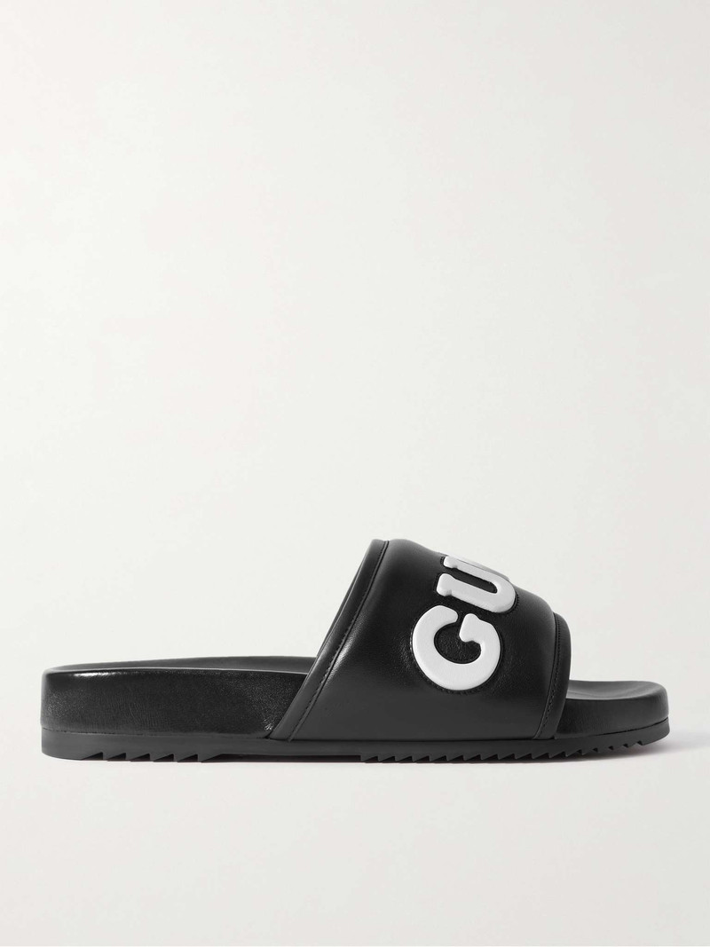 Logo-Appliquéd Leather Slides - 1