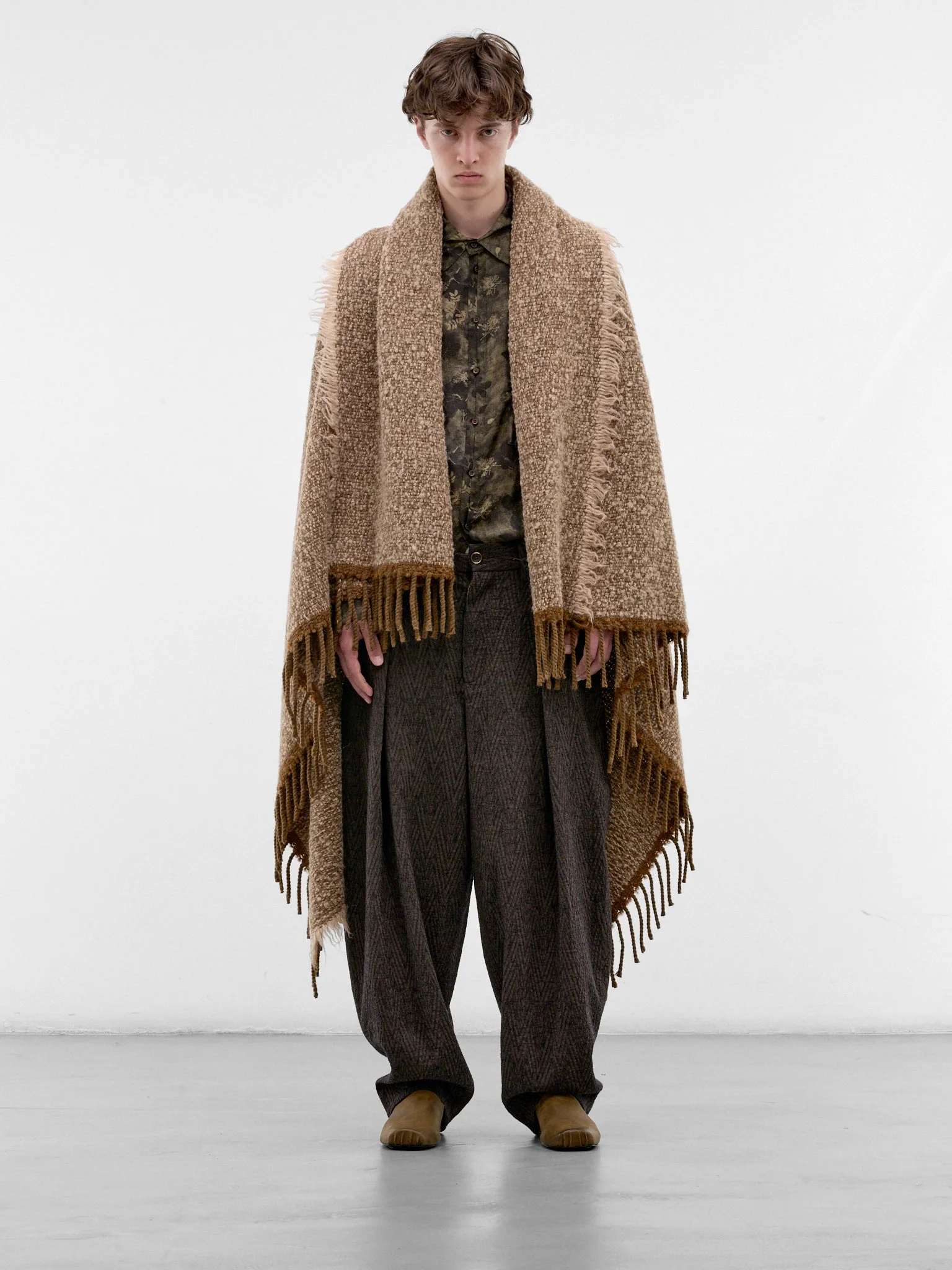 Tan Alpaca-Wool Cape Scarf - 1
