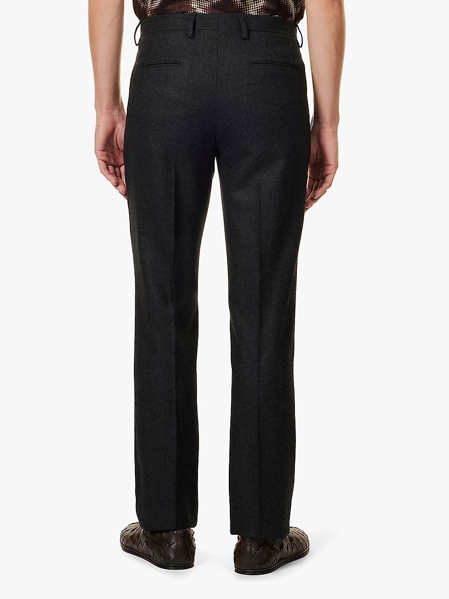 Regular-fit straight-leg wool trousers - 4