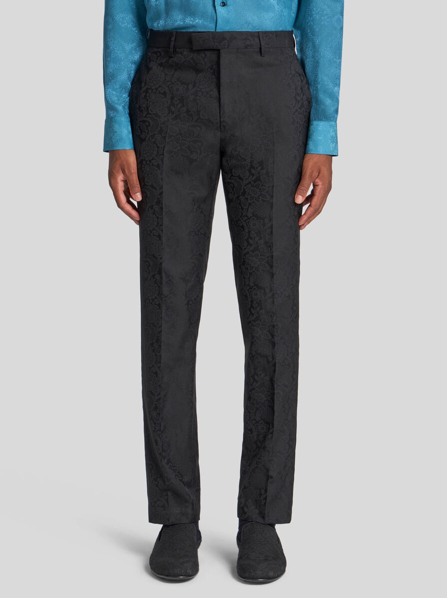 FLORAL LEAFY JACQUARD EVENING TROUSERS - 2