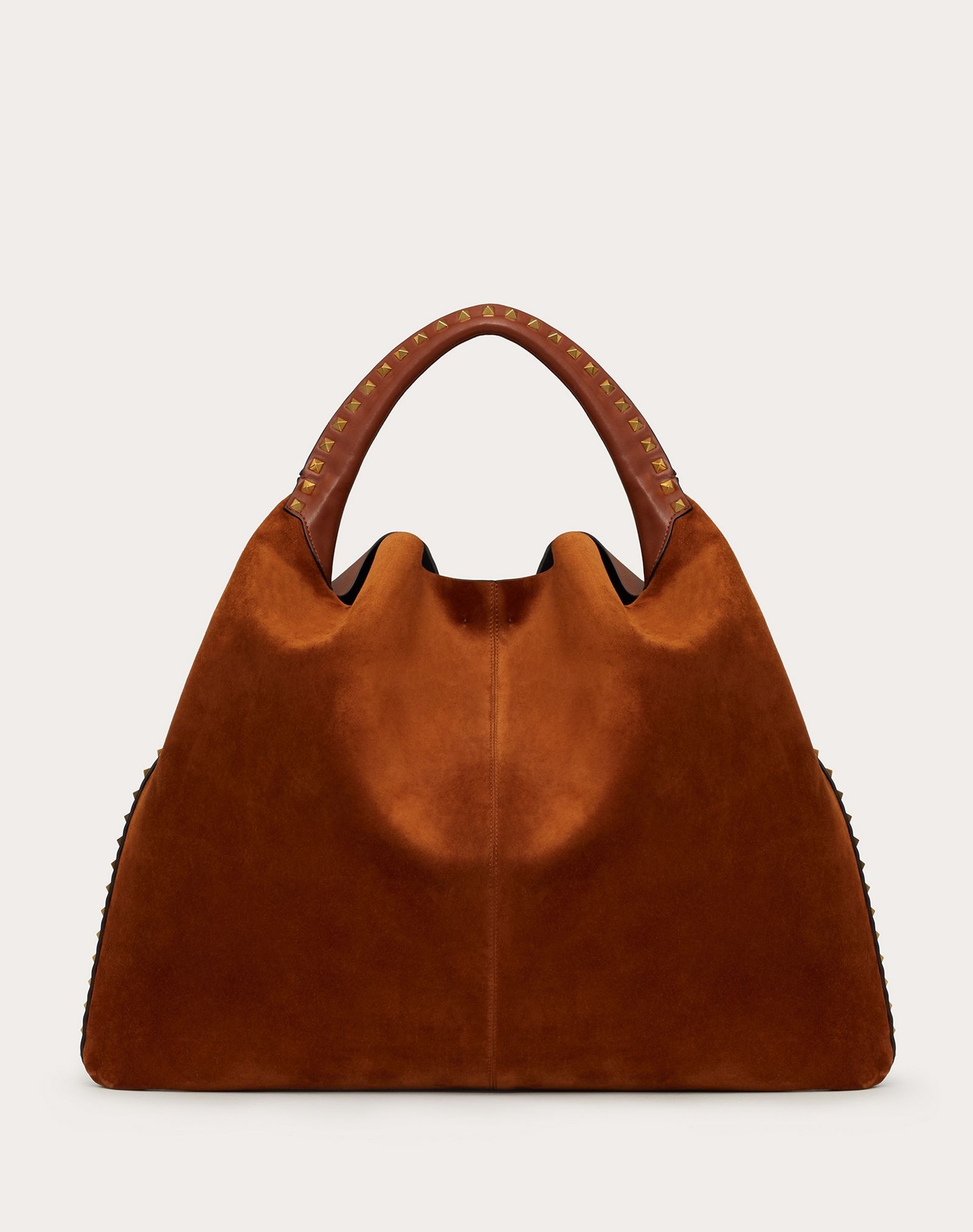 Rockstud Suede Calfskin and Full-Grain Calfskin Hobo Bag - 1