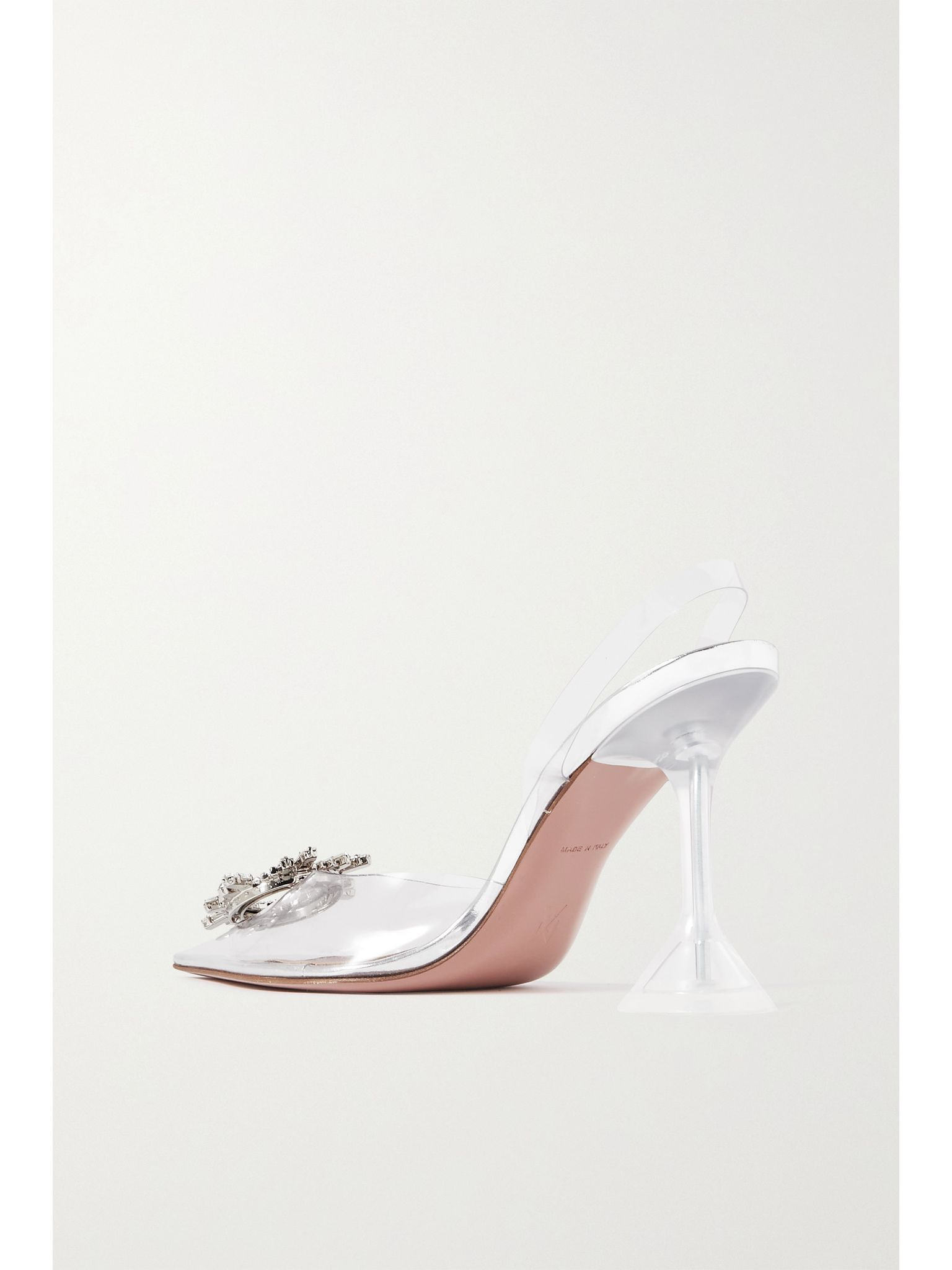 Begum crystal-embellished PVC slingback pumps Silver - 3