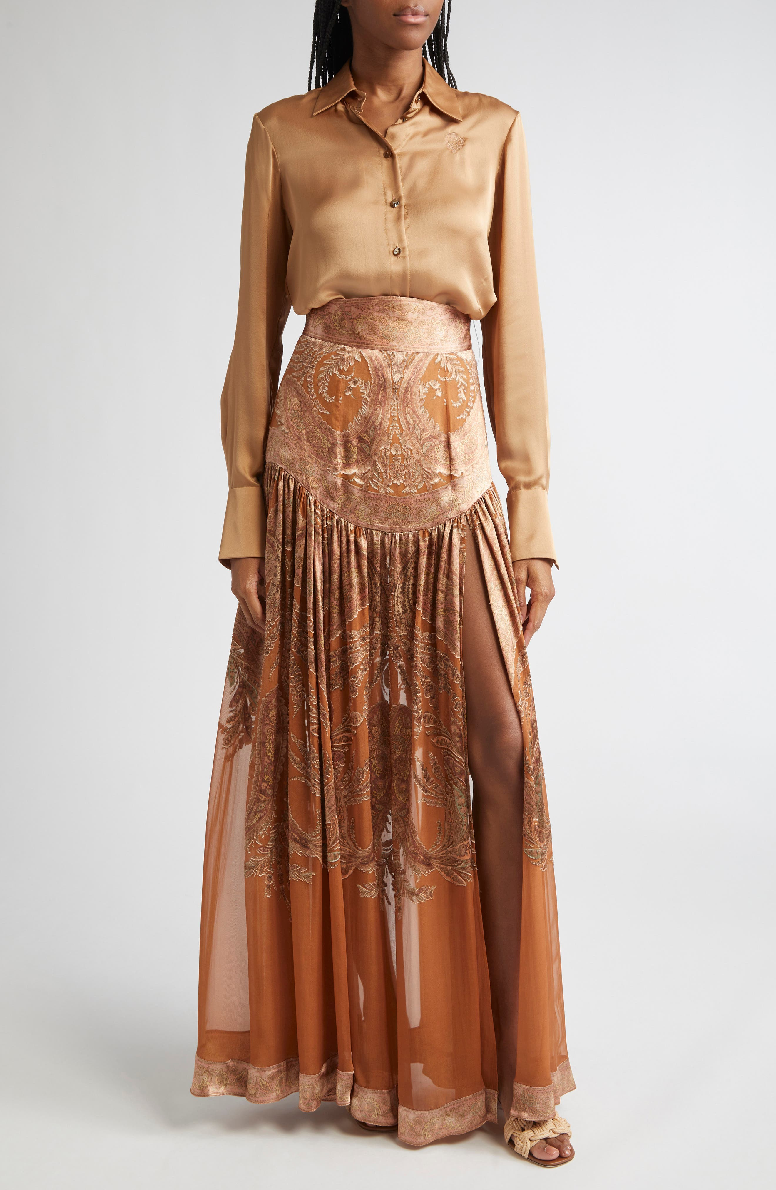 Zimmermann Hypnotic Silk Button-Up Shirt in Biscuit at Nordstrom - 2