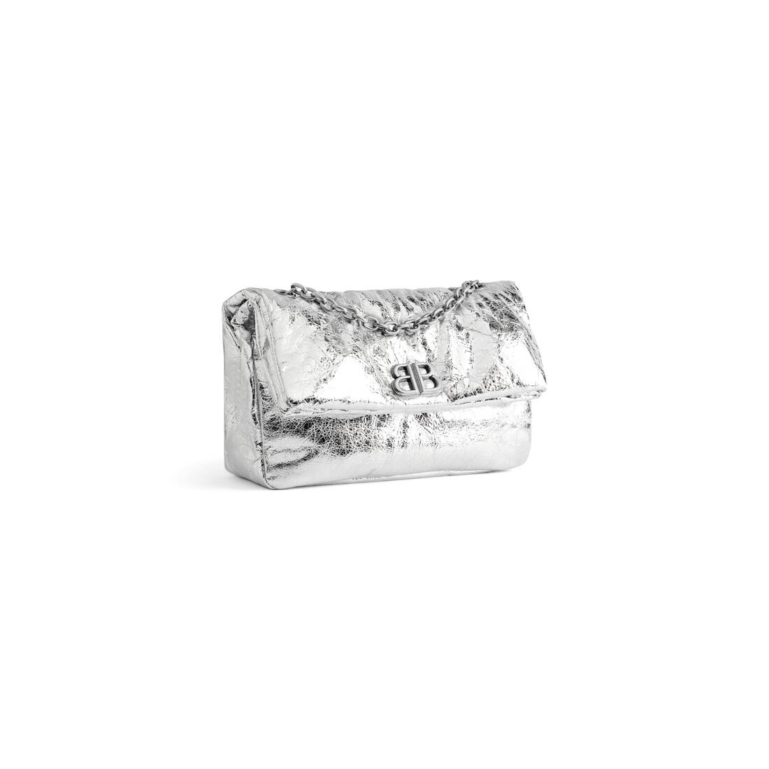 Women's Monaco Small Chain Bag Metallized  in Silver - 2