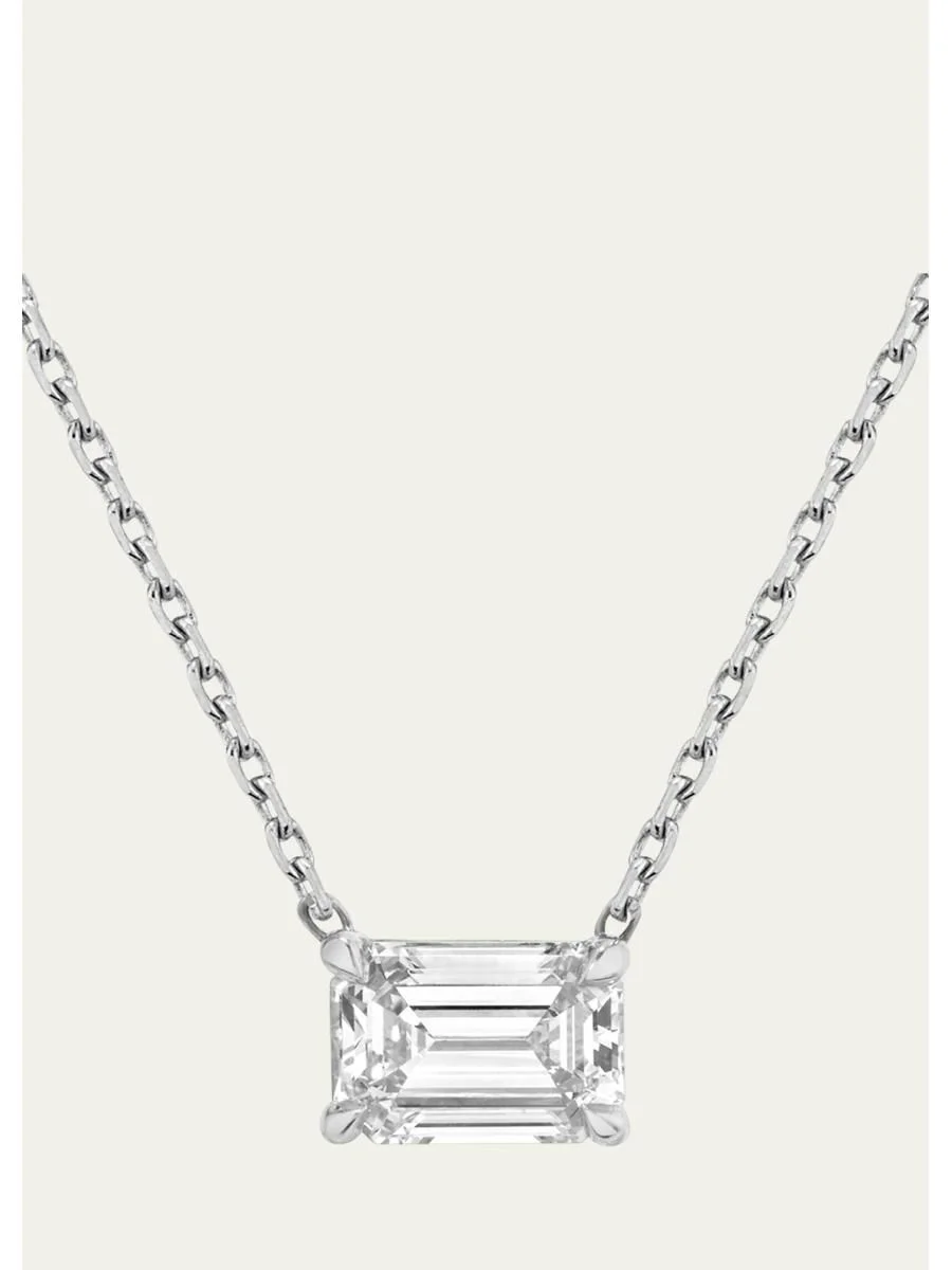 Emerald-Cut Solitaire Lab Grown Diamond Necklace, 1.0tcw - 1