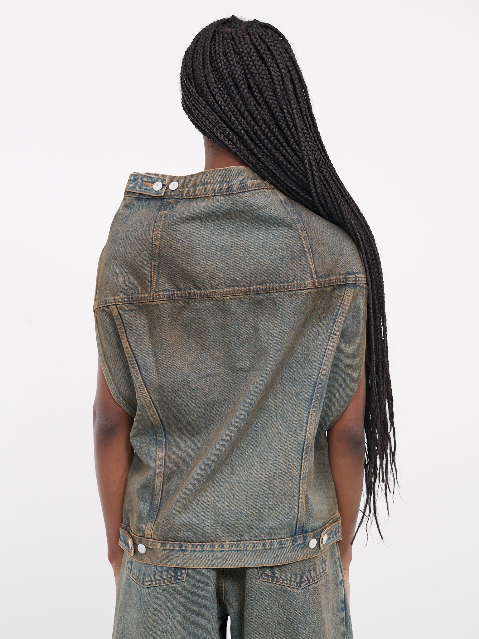 Denim Wide Neck Vest - 3