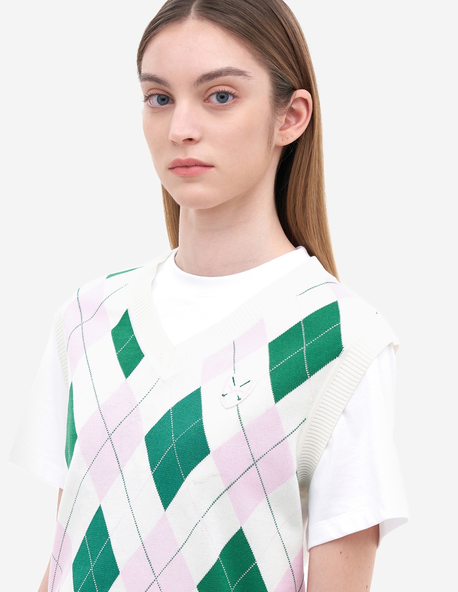 Women Crest Logo Argyle Jumper - 5