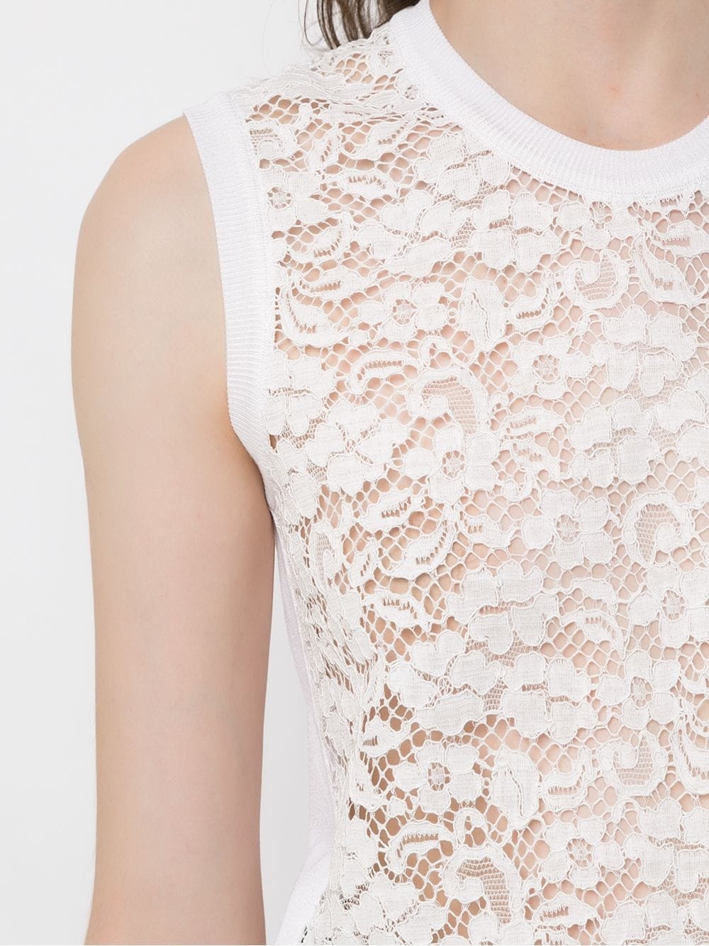 sleeveless lace panelled top - 5