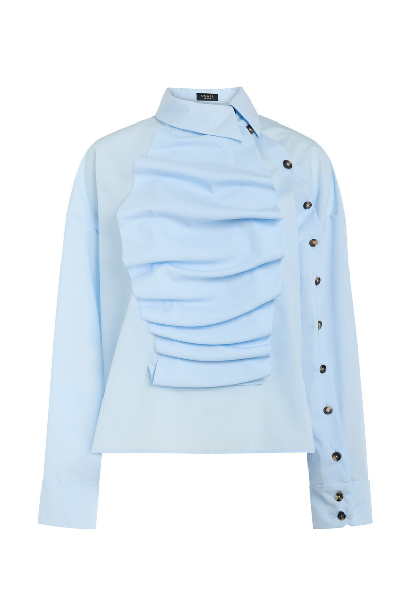 VOLUMINOUS BIB-FRONT SHIRT PALE BLUE 3