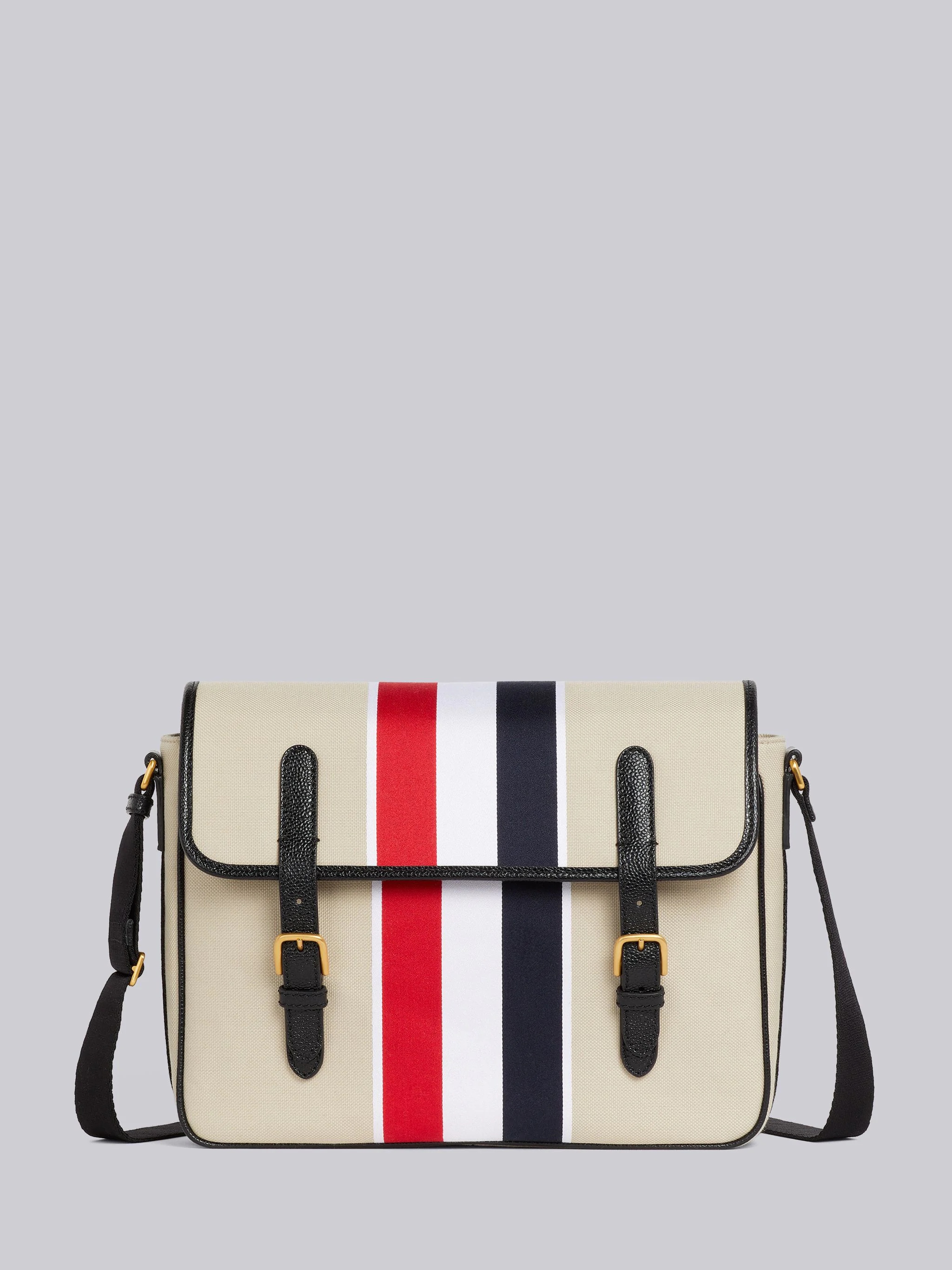 Khaki Canvas Jacquard Stripe Hunting Messenger Bag 1