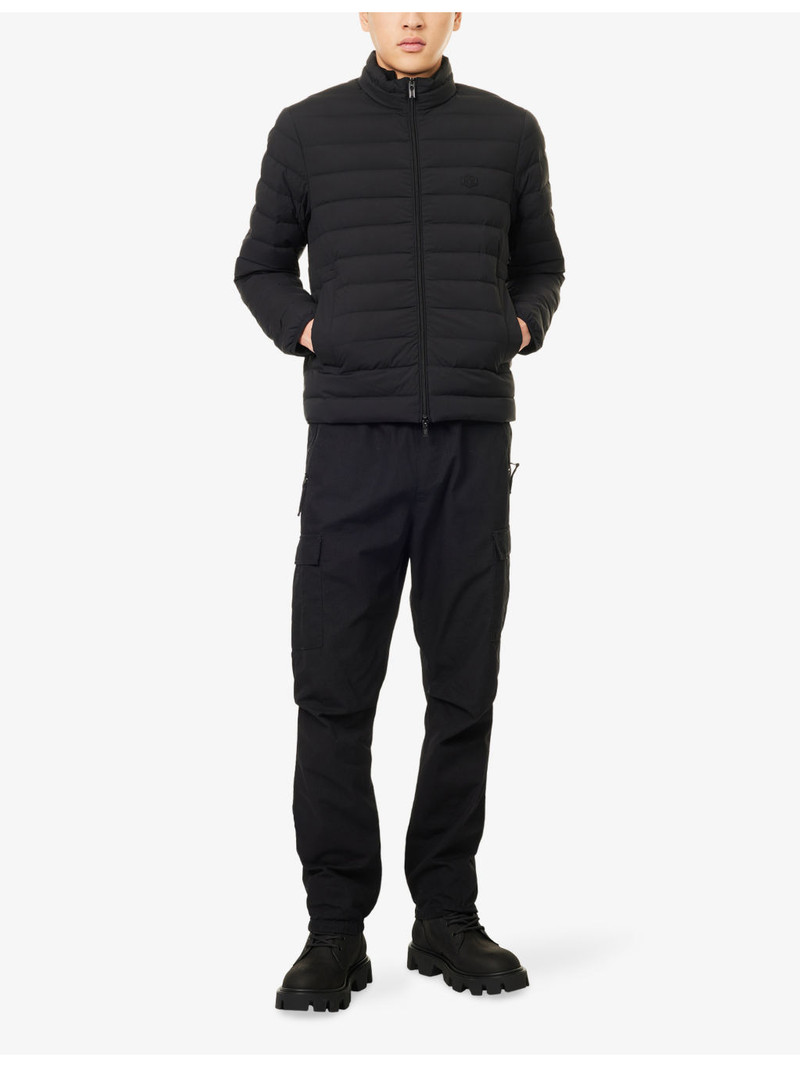 EMPORIO ARMANI Badge-Embroidered Funnel-Neck Shell-Down Jacket outlook