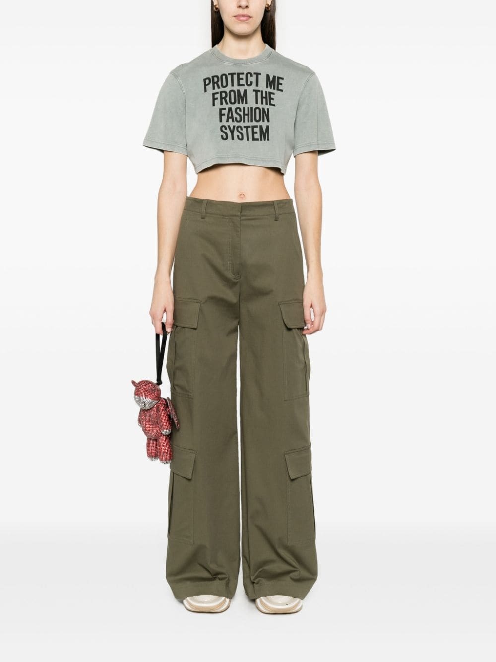 text-print cropped T-shirt - 2