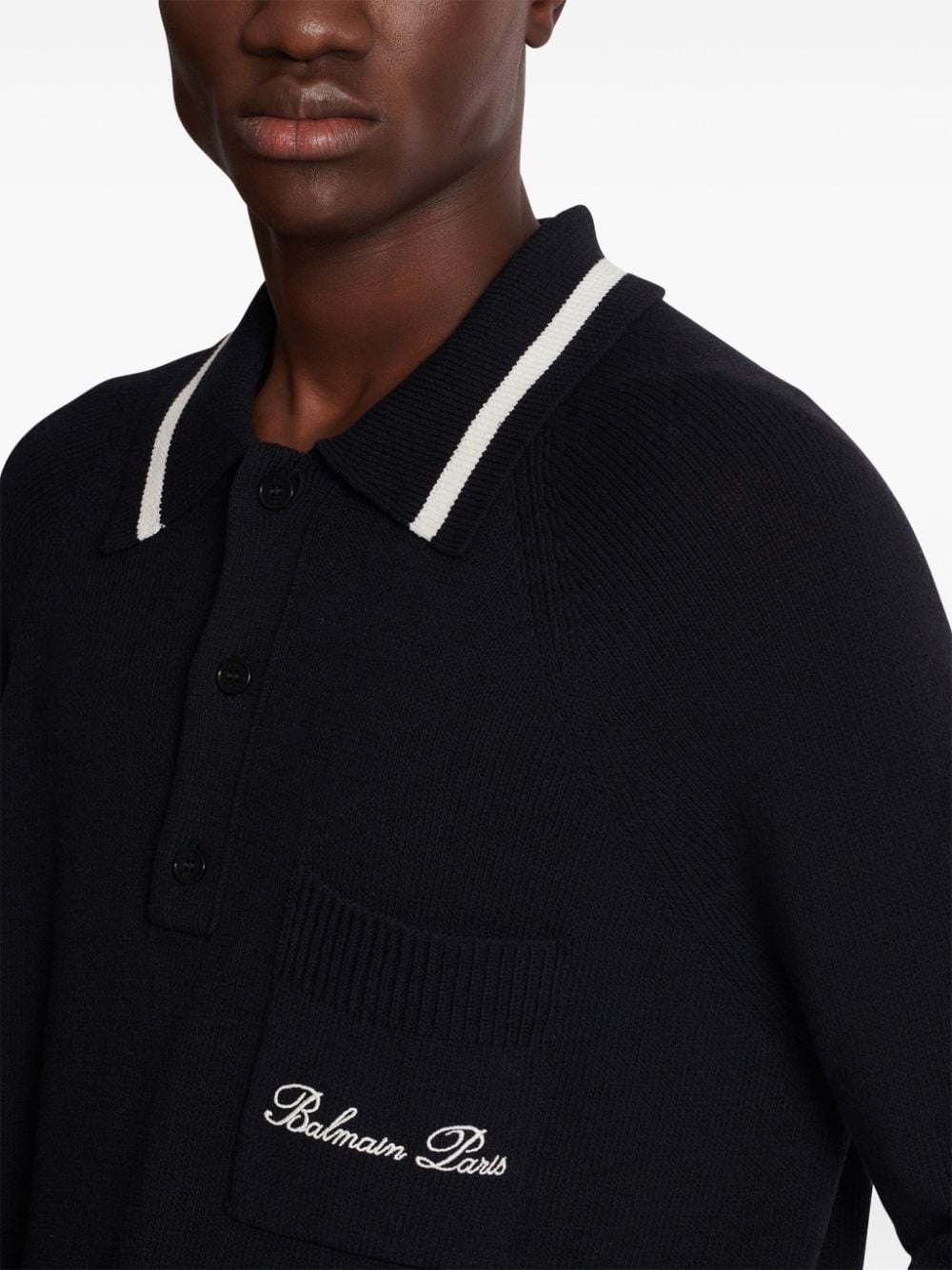 logo-embroidered long-sleeved polo shirt - 6