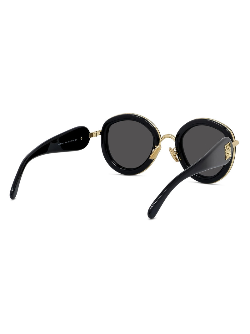 Men's Metal Round 49MM Sunglasses - Shiny Black Smoke 7