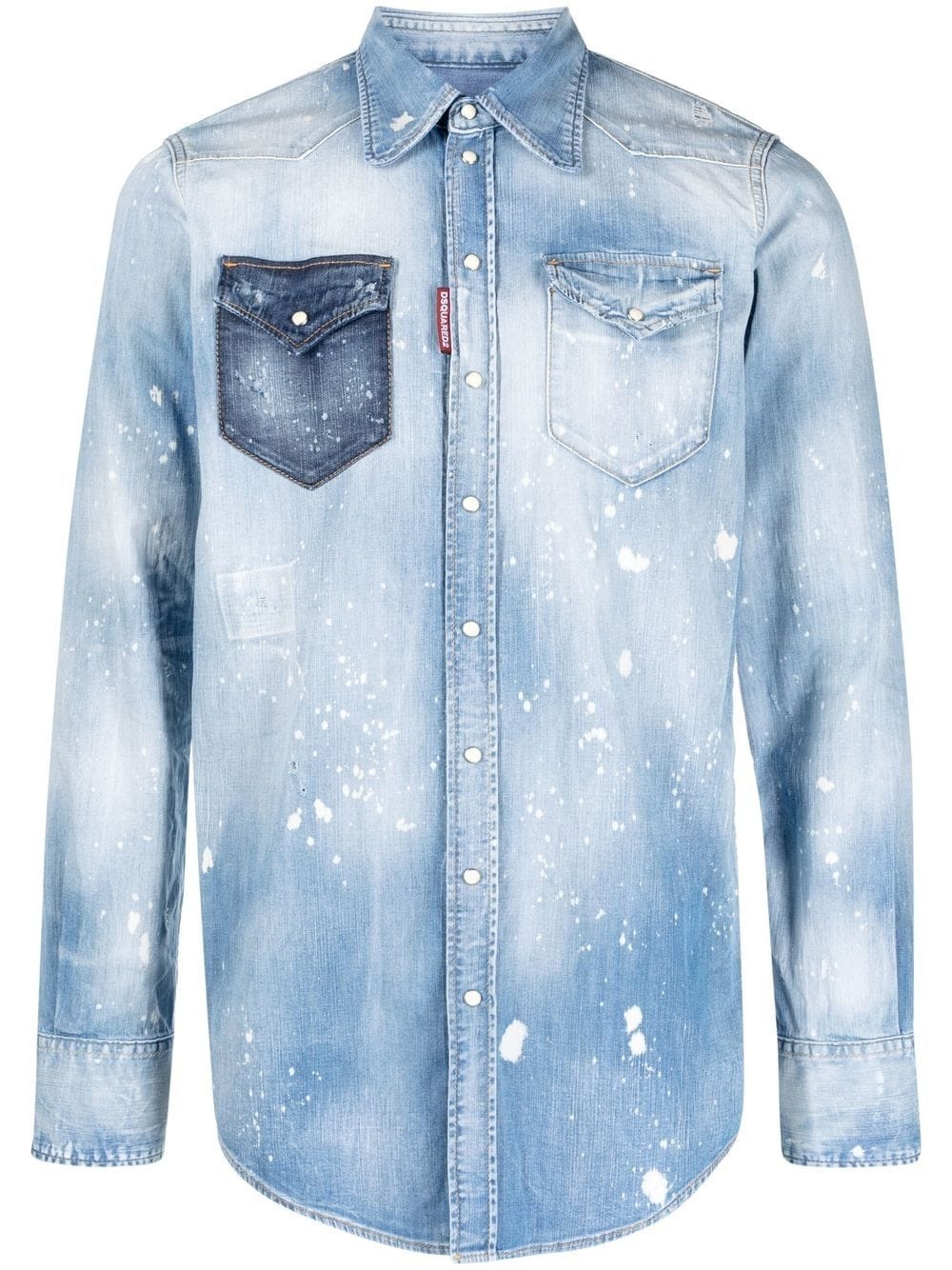 bleach-effect denim shirt - 1