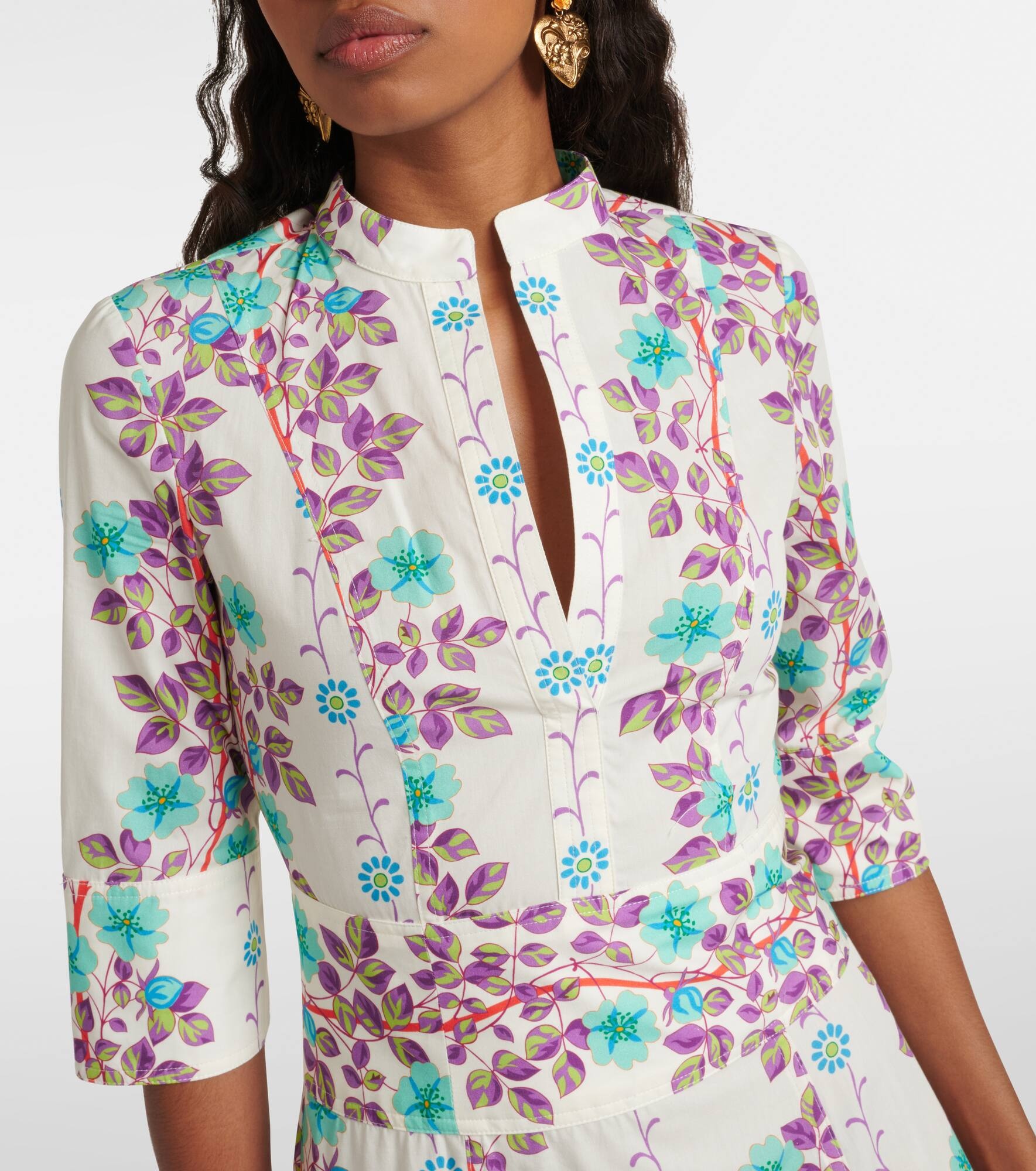 Printed cotton shirt dress - 4