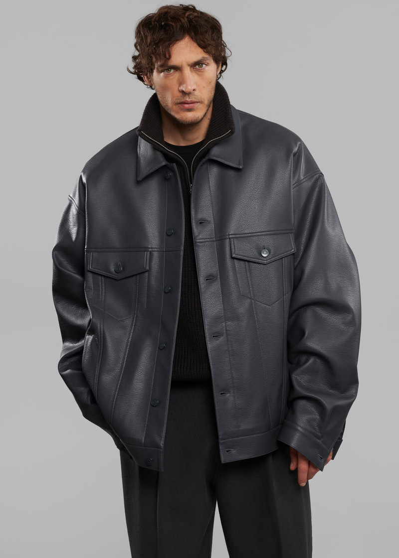 Conan Faux Leather Jacket - Dark Grey 10