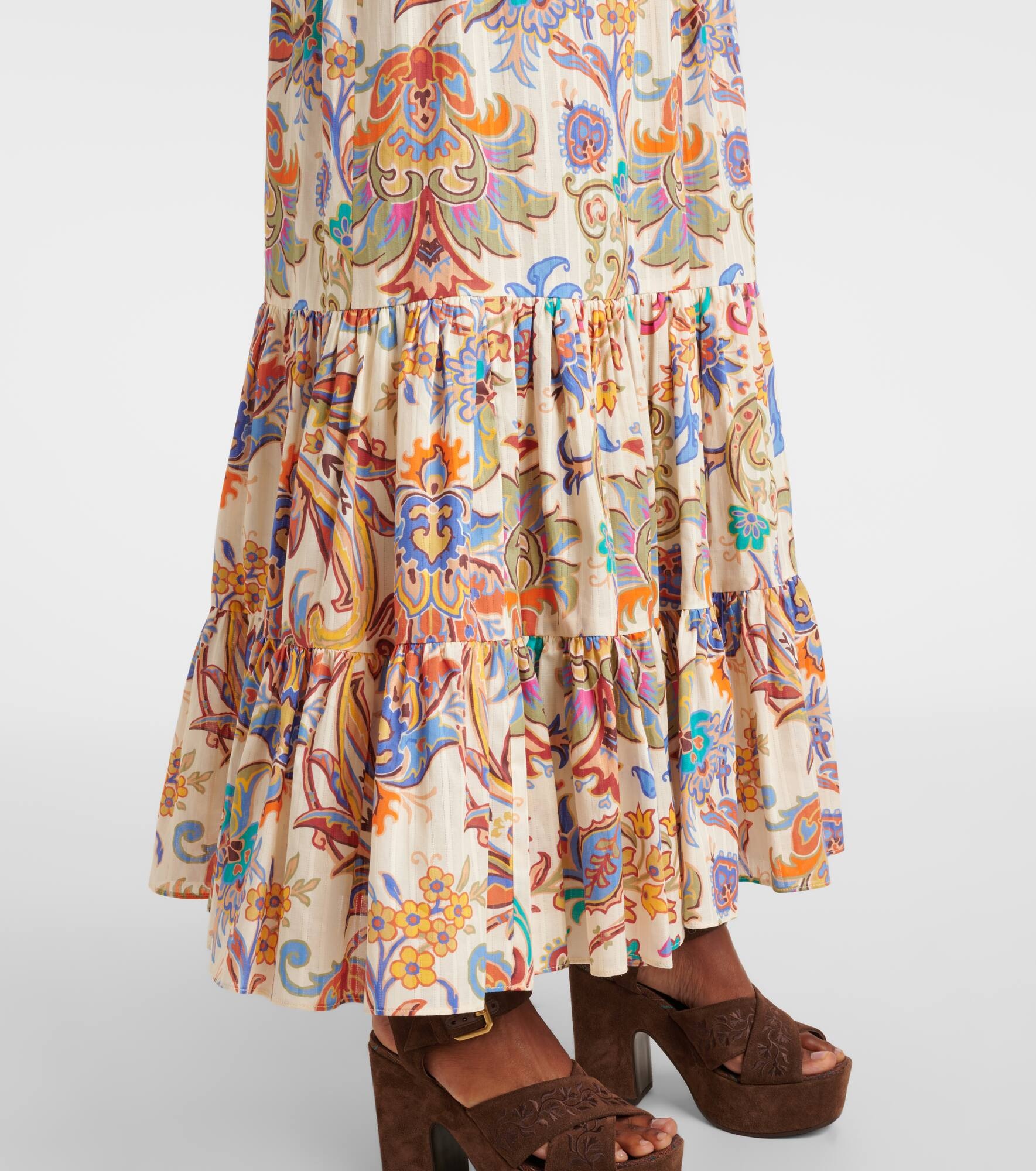 Paisley tiered cotton maxi skirt - 5