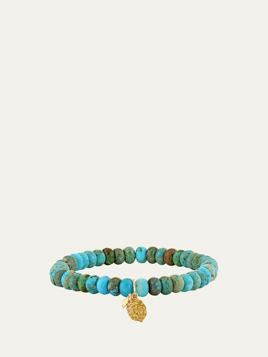 14K Yellow Sapphire Lemon Charm on Turquoise Bracelet - 1