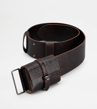 Tod's BELT WITH MICRO BAG IN LEATHER - BROWN outlook
