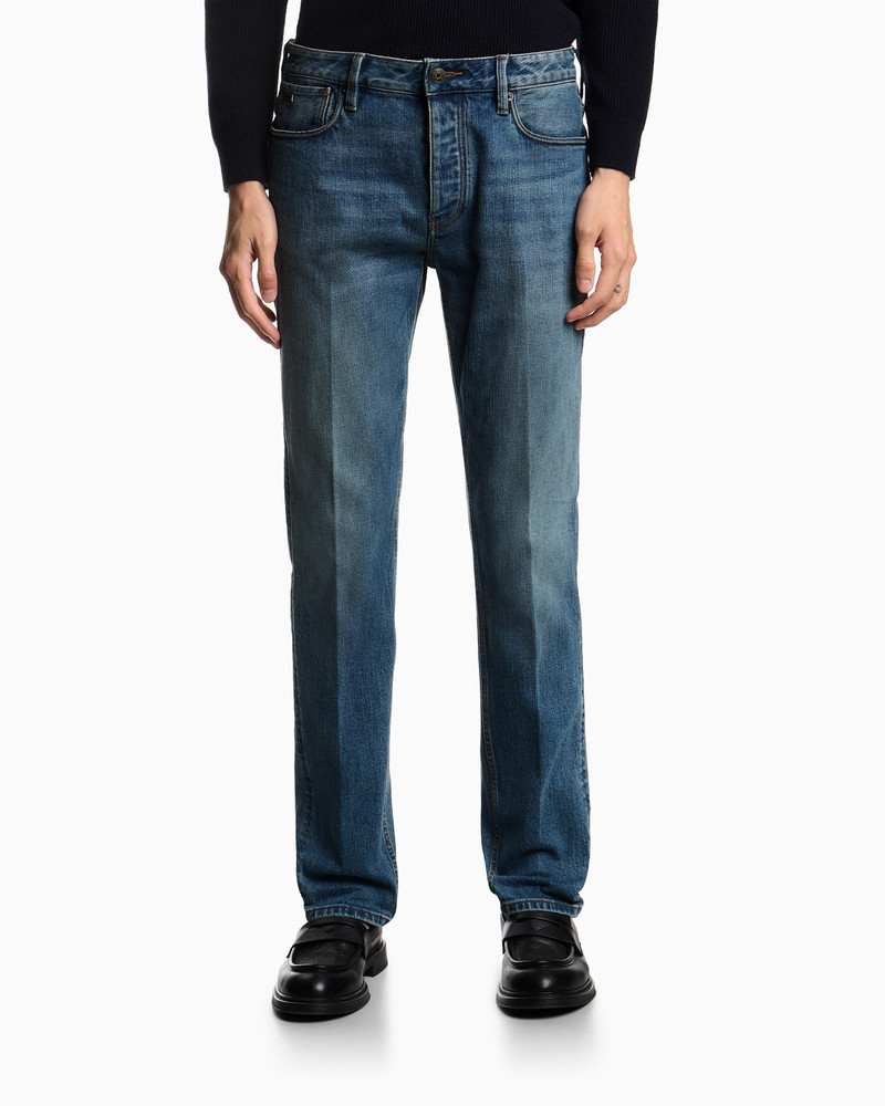 EMPORIO ARMANI J75 SLIM-FIT, STONE-WASHED STRETCH-DENIM JEANS outlook