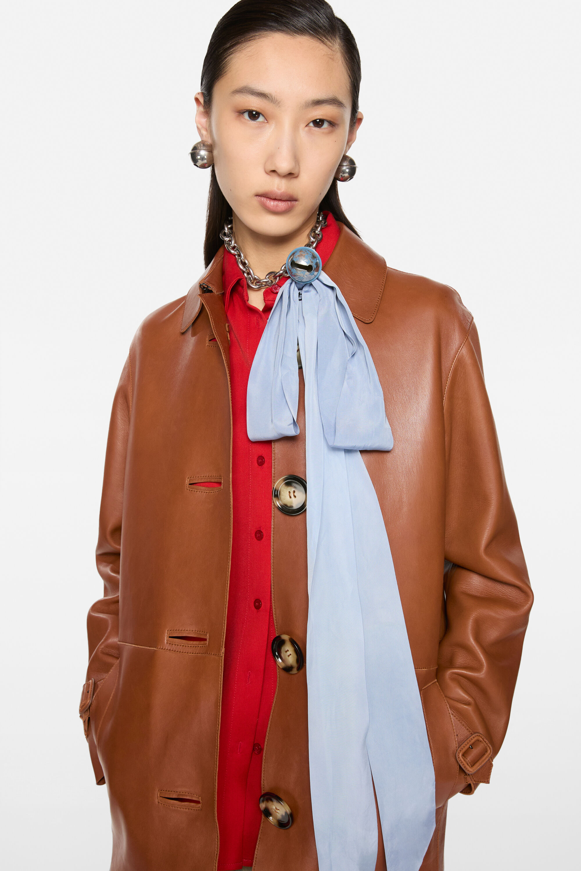 Leather coat - Cognac brown - 5