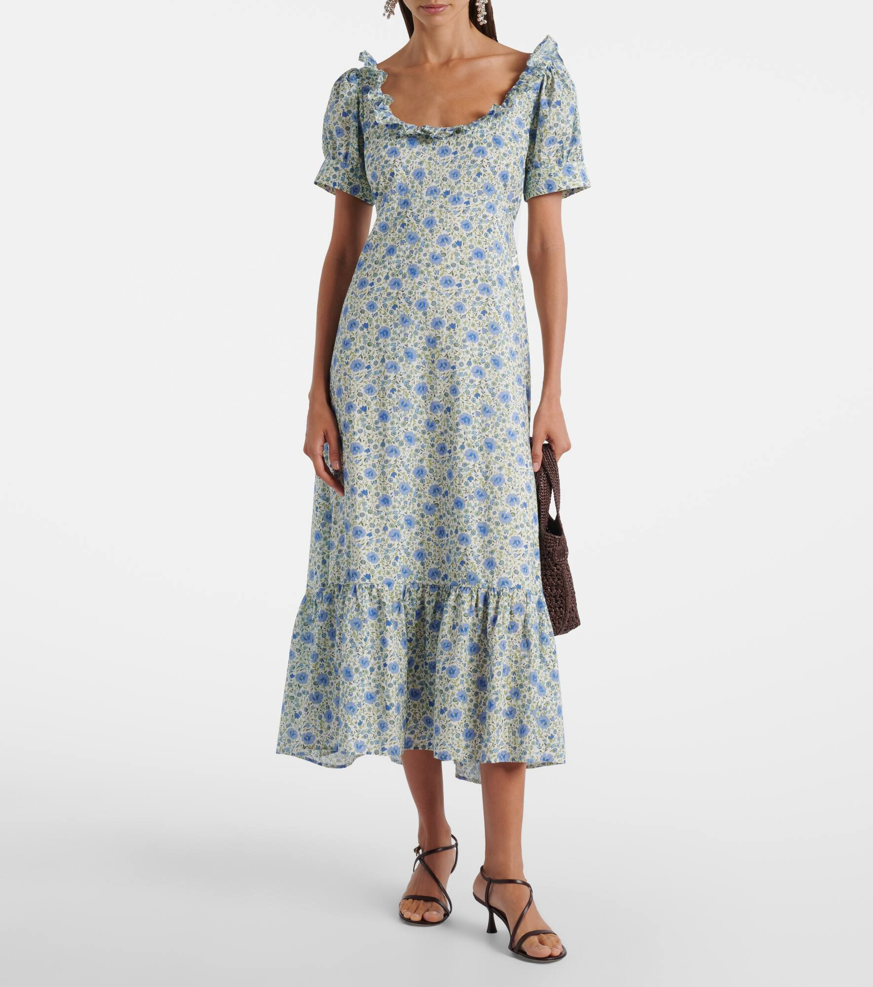 Sorana floral ruffled cotton midi dress - 2