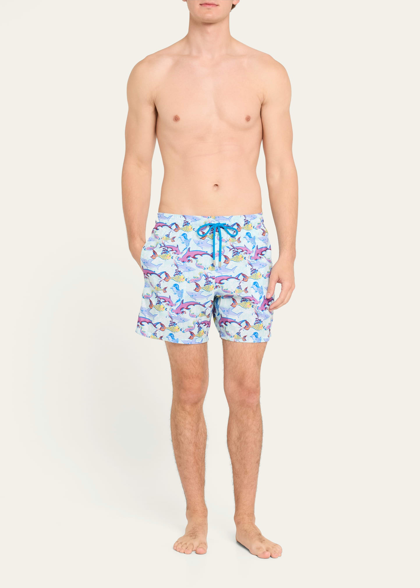 Men's Allover Fish-Print Swim Shorts - 2