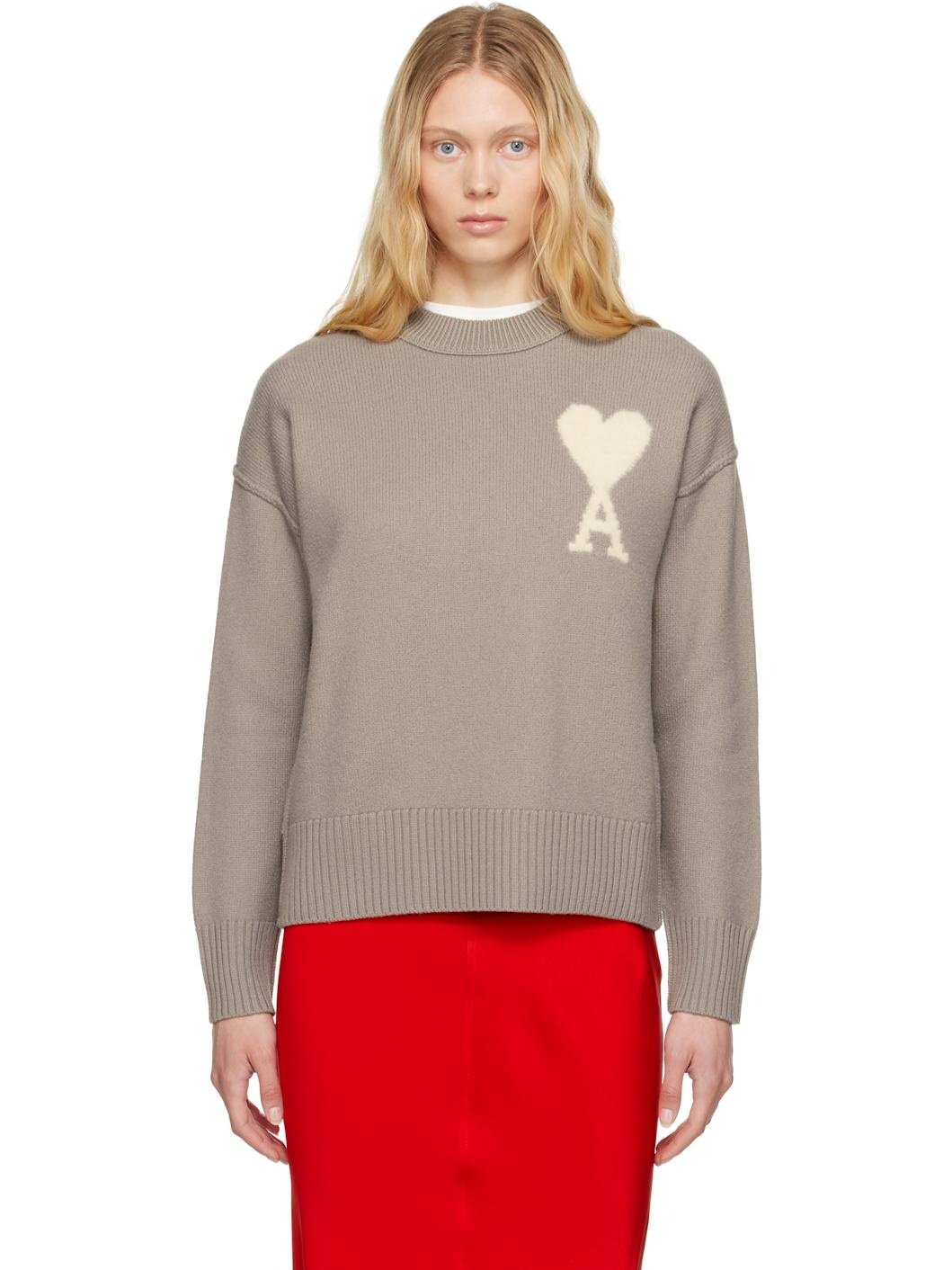 Taupe Wool Ami de Coeur Sweater - 1